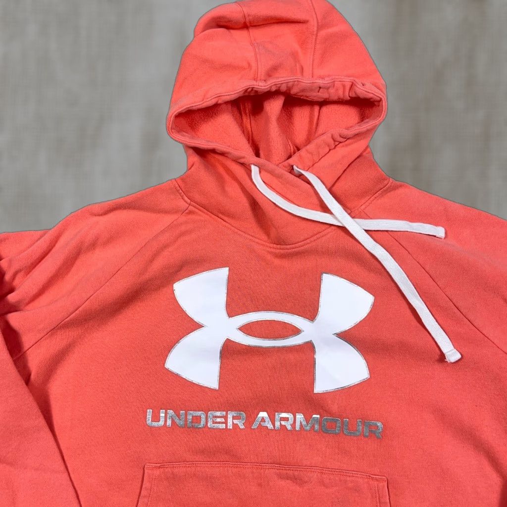 Under Armour Under Armour Hoodie Women 2X Orange White Sweatshirt Pullover Casual Activewear Loose Fit Warm Size XXL / US 16-18 / IT 52-54 - 1 Thumbnail