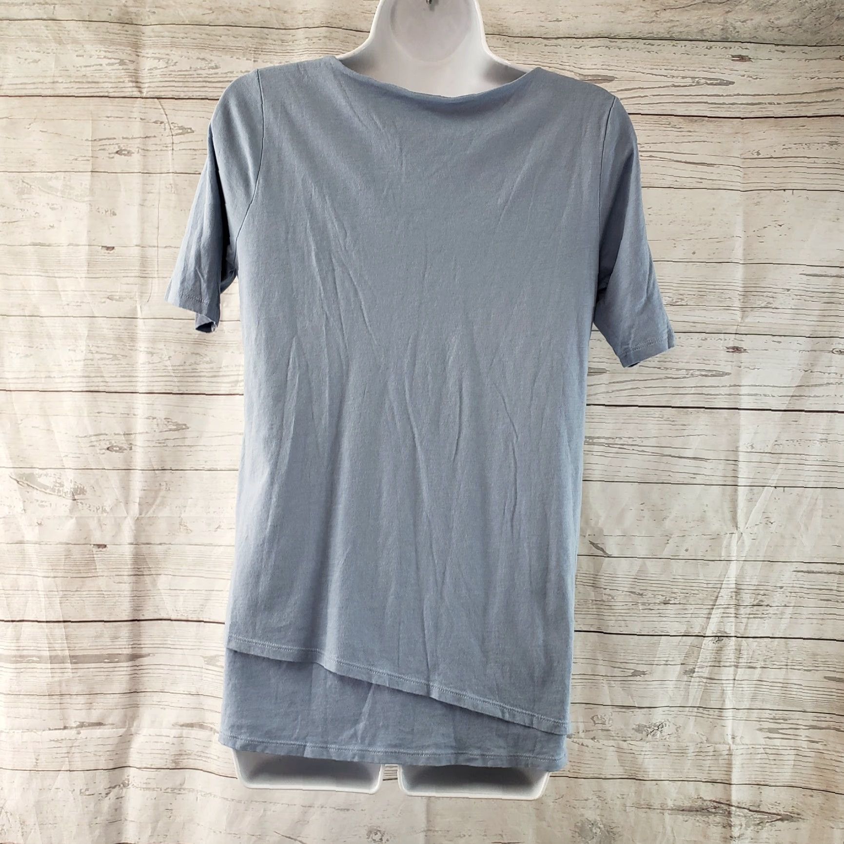 Vintage PureJill Womens T-Shirt XS Blue Solid Short Sleeve Cotton Blend Size XS / US 0-2 / IT 36-38 - 3 Thumbnail