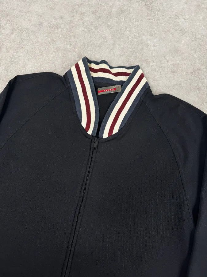 Prada 2000s Prada Black Nylon Striped Collar Track Jacket Size US L / EU 52-54 / 3 - 5 Thumbnail