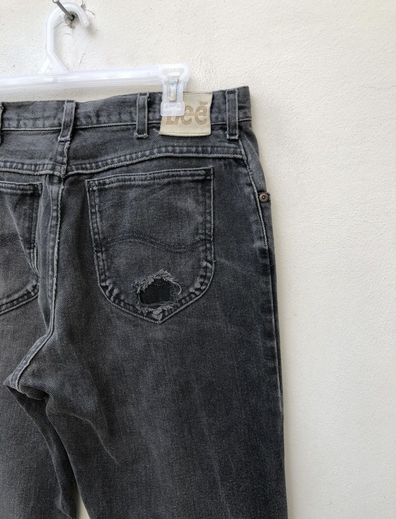Lee Vintage 80s Lee Usa Faded Black Denim Distressed Jeans Size US 34 / EU 50 - 21 Thumbnail