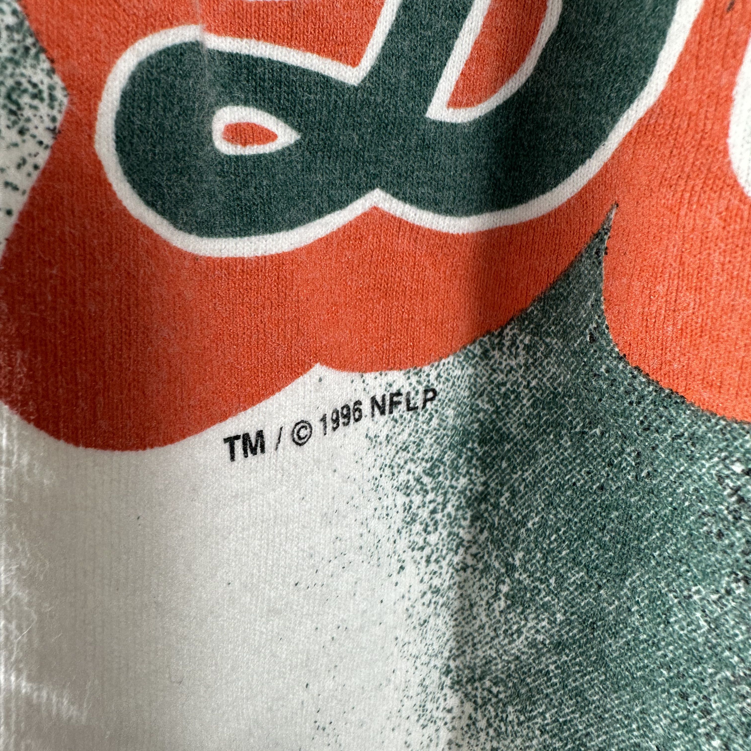 Vintage ​Vintage 1996 Miami Dolphins NFL AOP Double Sided T-shirt Size US XL / EU 56 / 4 - 7 Thumbnail