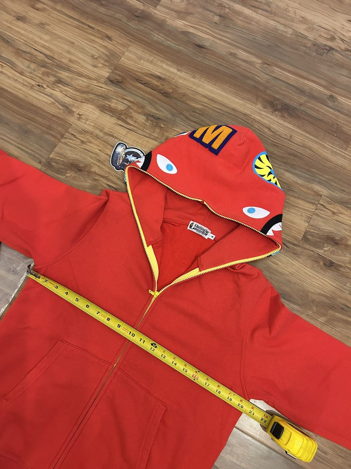 Bape Bape 2010 Red Neon Shark Full Zip Hoodie Size US M / EU 48-50 / 2 - 13 Thumbnail