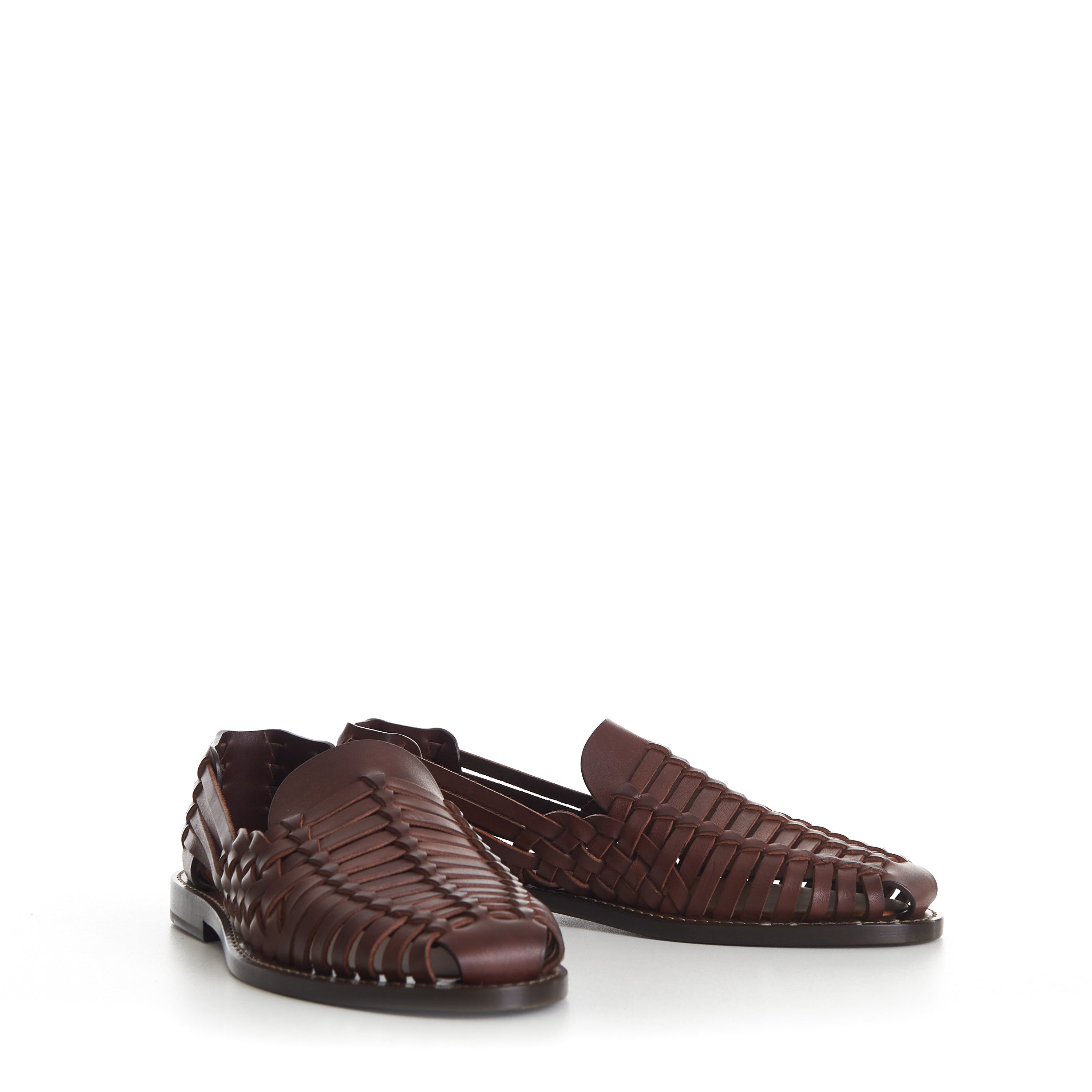 Brunello Cucinelli Brown Woven Sandals Loafers - Calfskin Leather Size US 10.5 / EU 43-44 - 11 Thumbnail