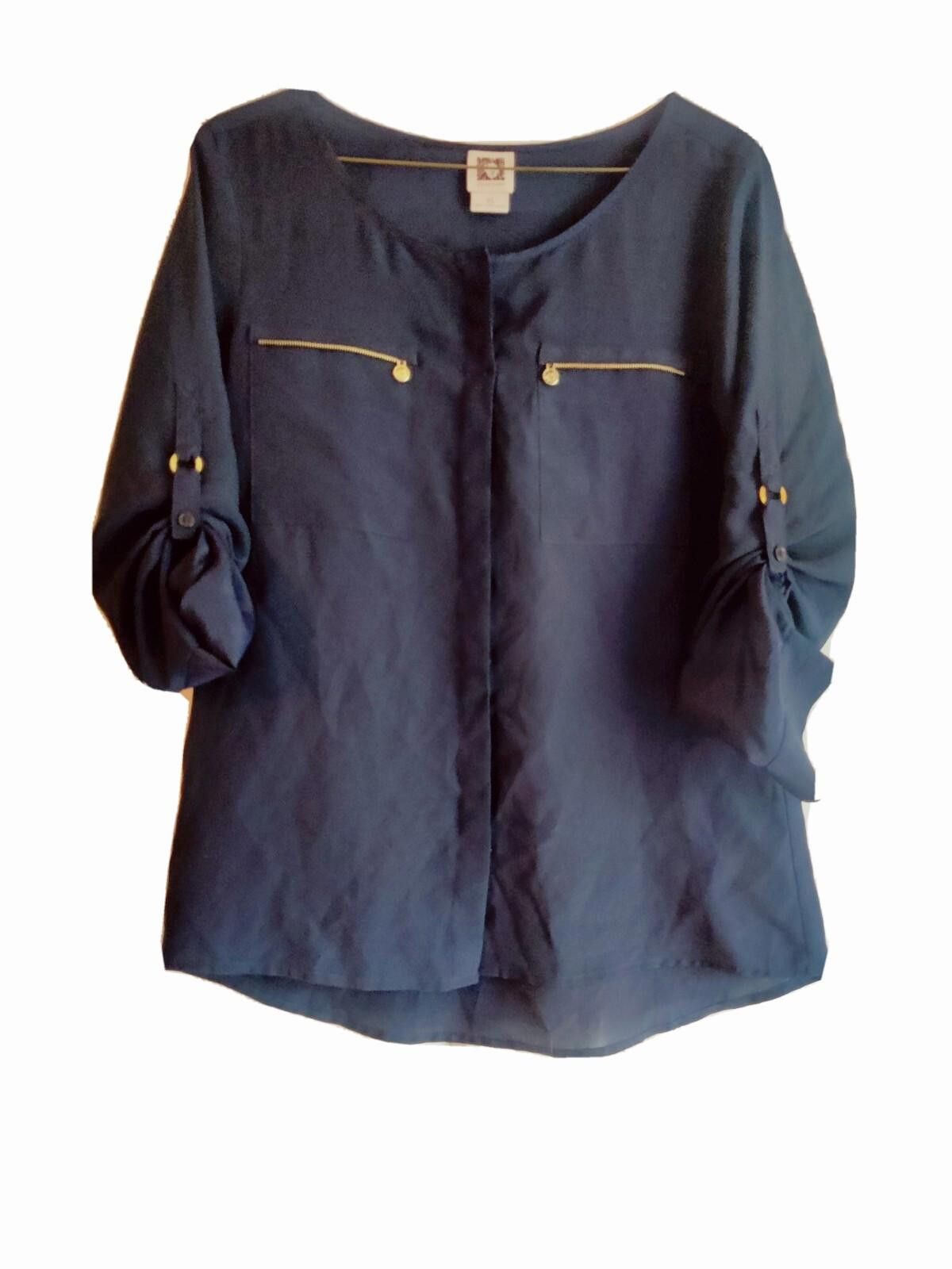 Other Anne Klein size Size XS Navy Blue Shirt Top Blouse Business Size XS / US 0-2 / IT 36-38 - 1 Thumbnail