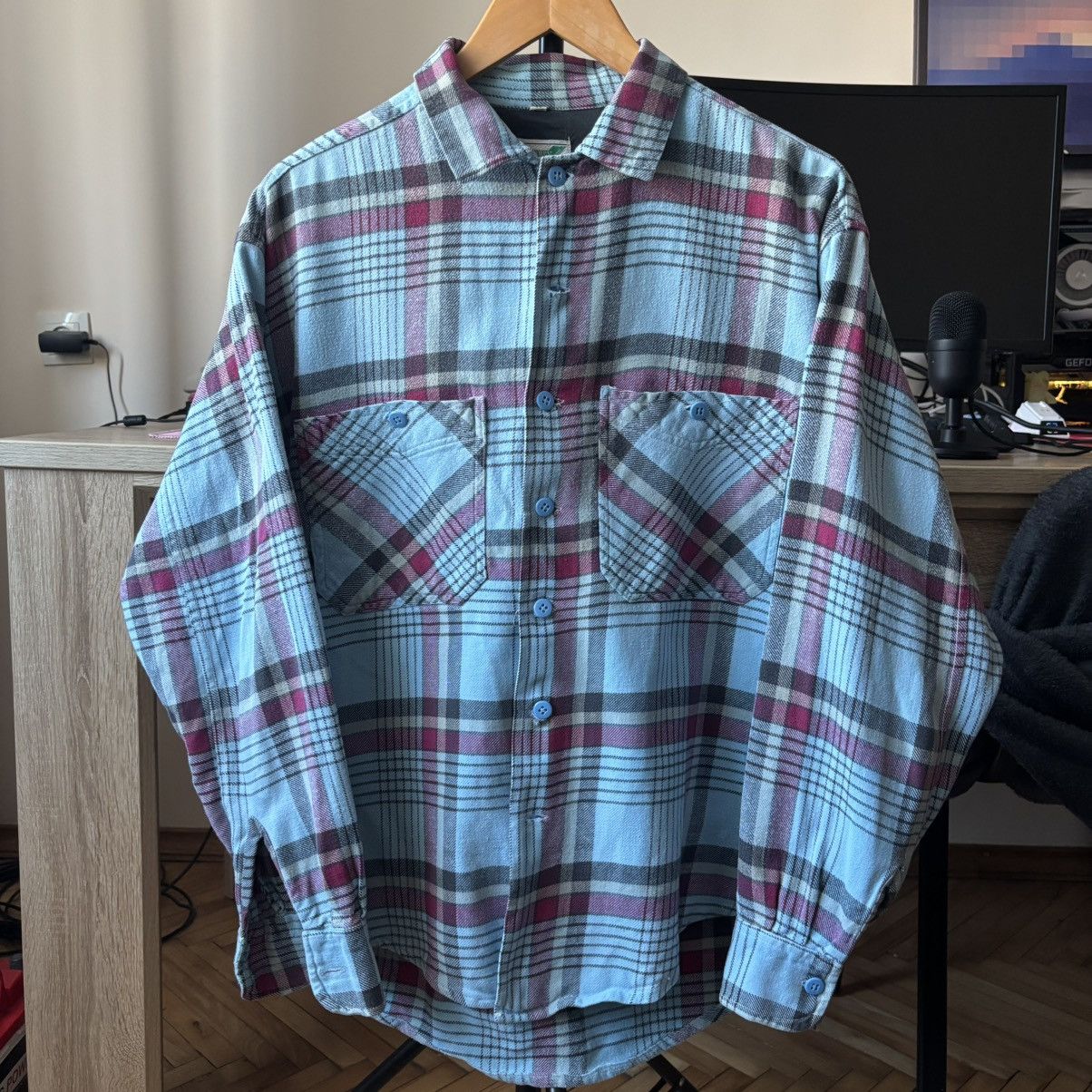 20471120 Vintage 80’s Plaid Flannel Button Shirt Size US M / EU 48-50 / 2 - 1 Thumbnail
