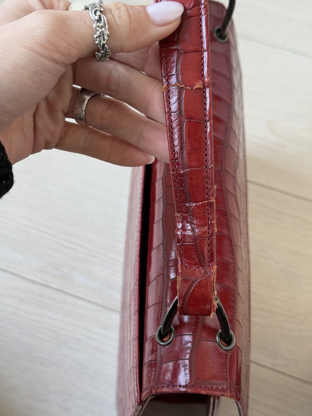 Jean Paul Gaultier Jean Paul Gaultier Red Croc Handbag Size ONE SIZE - 5 Thumbnail
