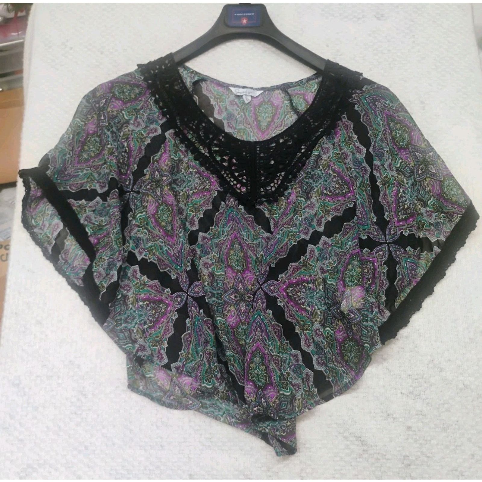 Other Speeckles Womens Small Sheer Paisley Asymmetrical Blouse Pur Size S / US 4 / IT 40 - 1 Thumbnail