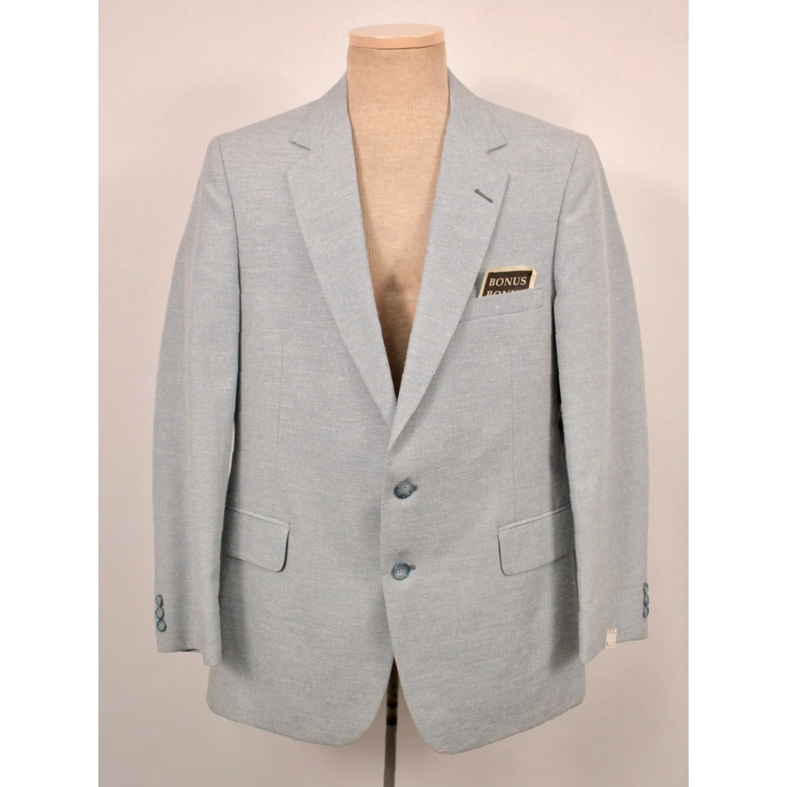 Barrow VINTAGE Men's Barron 70s Leisure Suit Nylon Polyester 2 PC Sz 42 Blue Disco 1970s Mens Size 42R - 4 Thumbnail