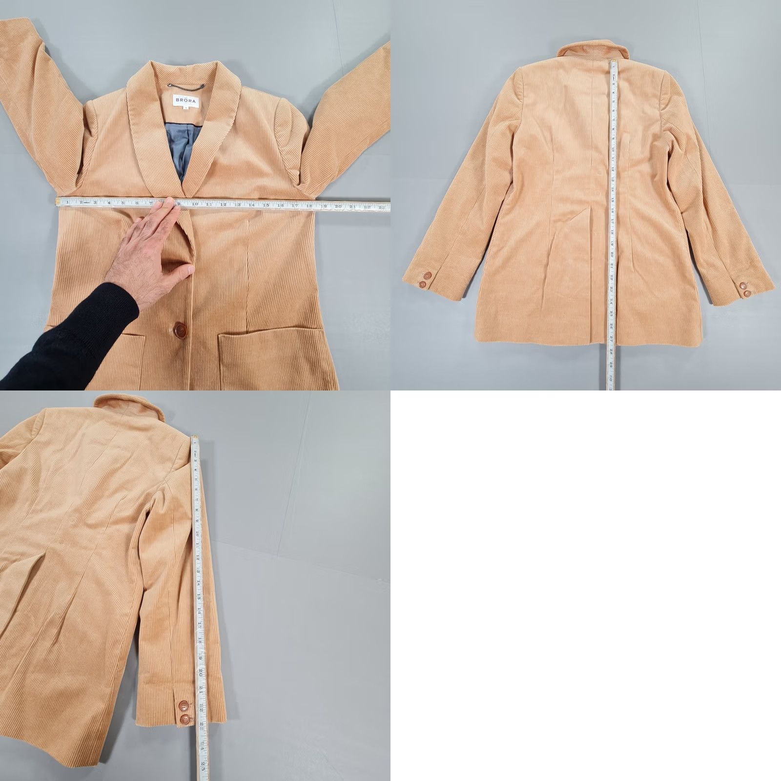 Vintage Brora Beige Blazer Womens 10 UK Corduroy Single Breasted Buttoned Jacket Mid-Length Casual Mens? No, Womens. Size L / US 10 / IT 46 - 8 Thumbnail