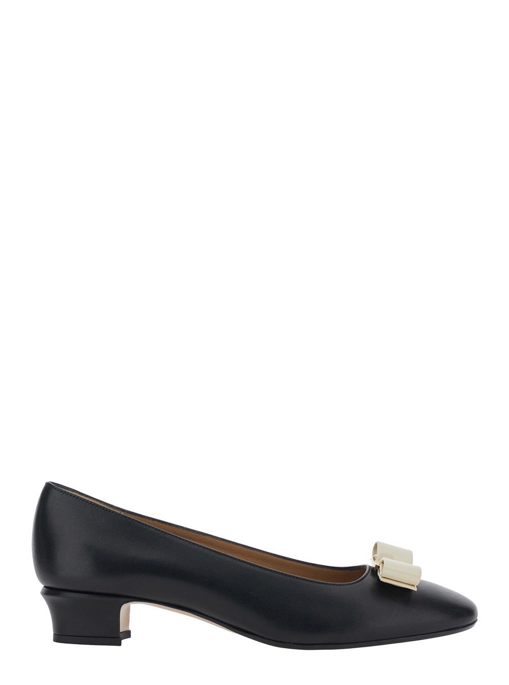 Salvatore Ferragamo 'Vara 2.0' Black Pumps with Block Heel and Logo Plate on the Front in Leather Woman Size US 6.5 / IT 36.5 - 1 Thumbnail