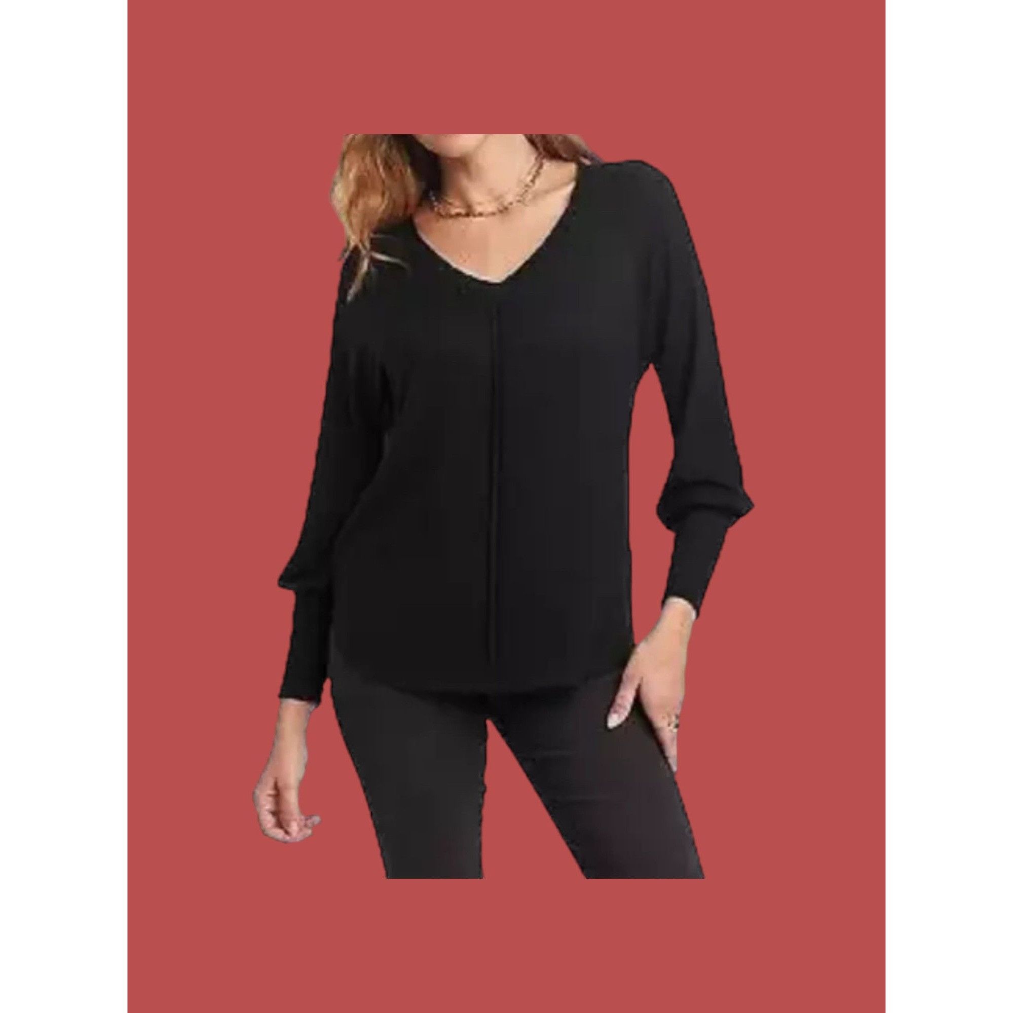 Other Knox Rose - Women's Long Sleeve Knit Top - Black - Small Size S / US 4 / IT 40 - 1 Thumbnail