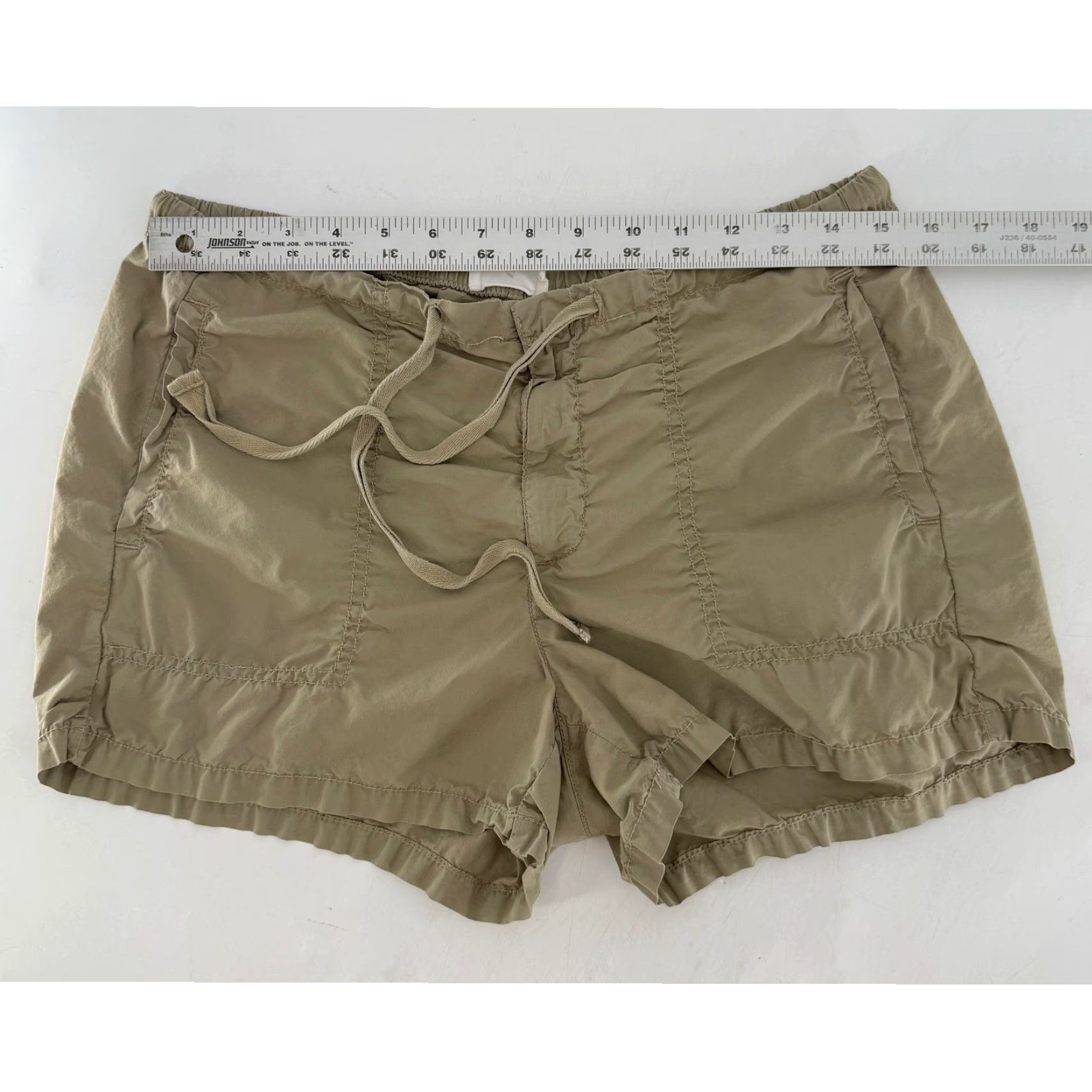 Lou & Grey Lou & Grey Womens Lightweight 100% Cotton Khaki Drawstring Elastic Waist Sz M Shorts Size ONE SIZE - 6 Thumbnail