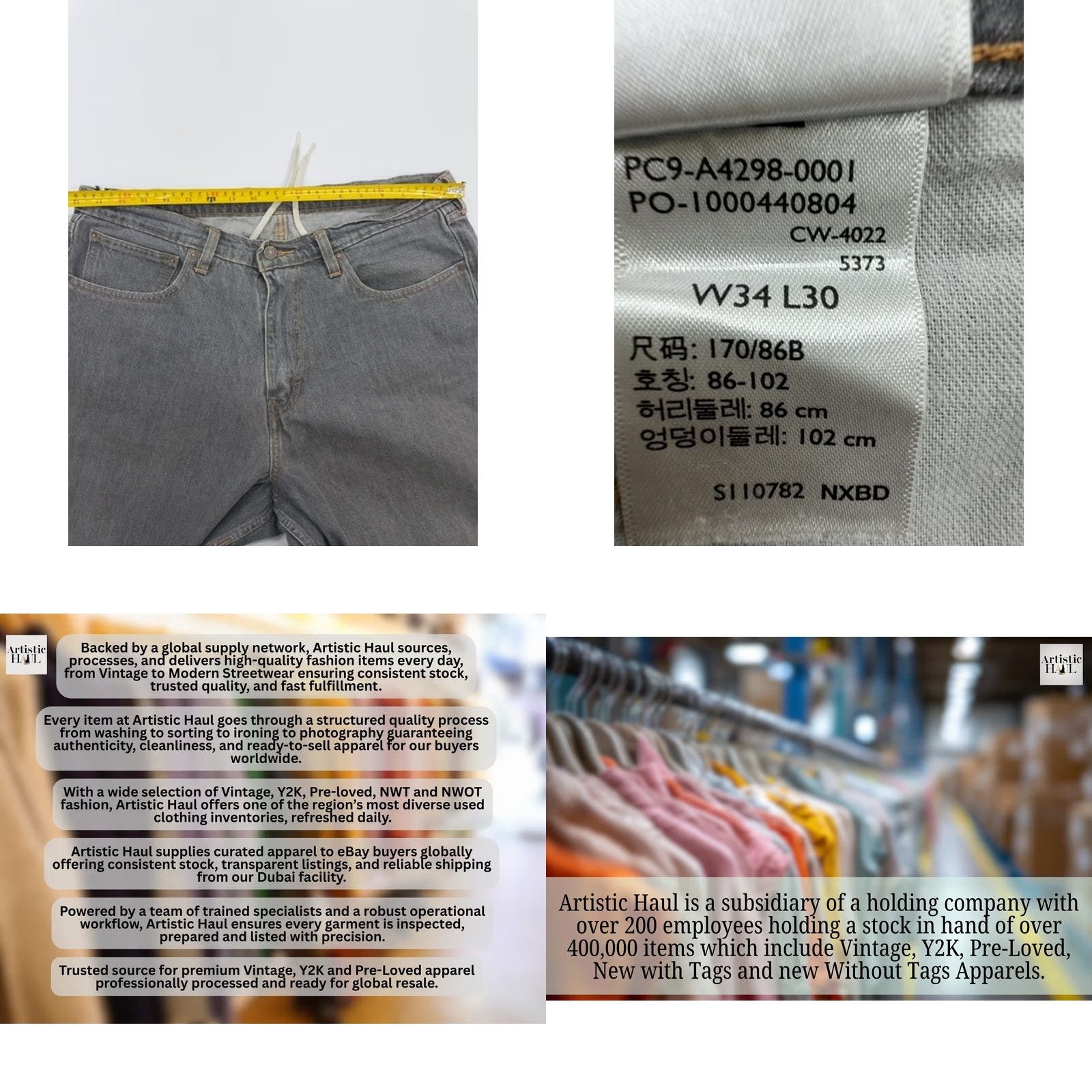 Levi's Levi's Men’s Super Baggy Gray Denim Jeans 34x30 Jeans Mens 34 Gray Size US 34 / EU 50 - 8 Thumbnail