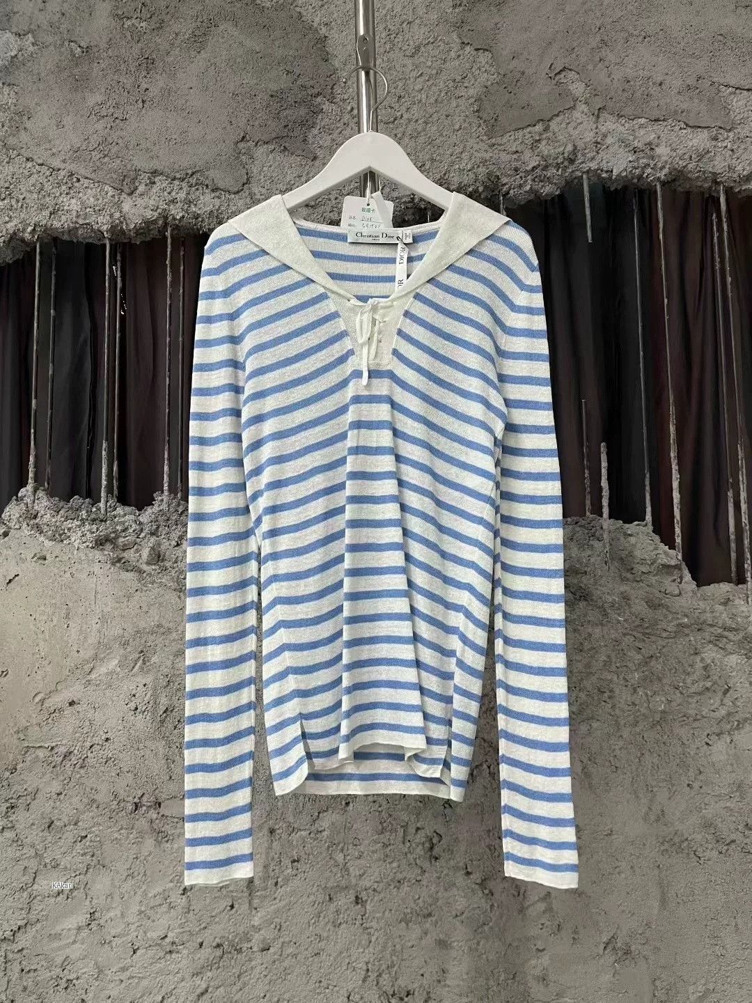 Dior Dior Blue White Stripe Navy Collar Knit Size US M / EU 48-50 / 2 - 2 Thumbnail