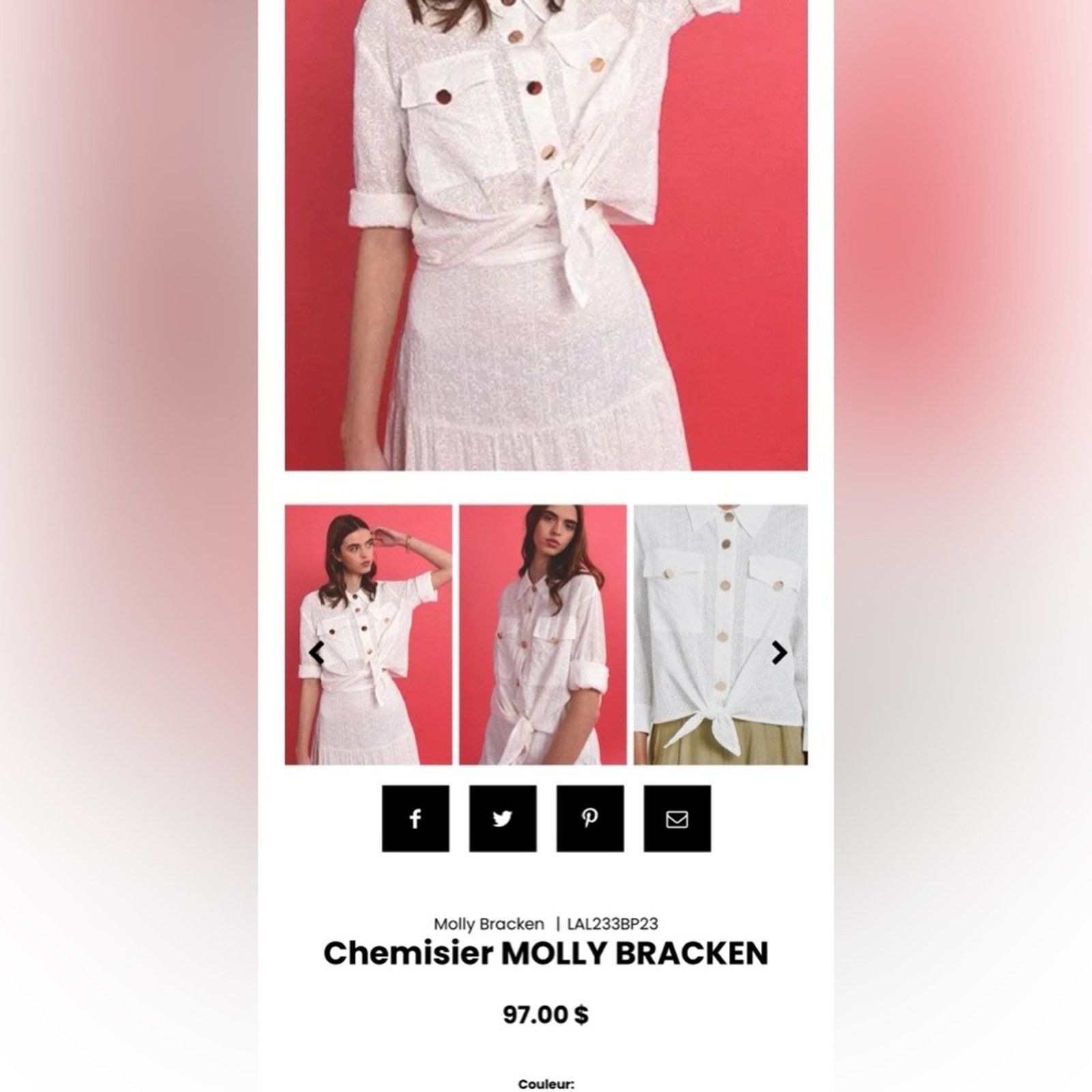 Other New Molly Bracken White Button-Down Women's Shirt size S Size S / US 4 / IT 40 - 3 Thumbnail
