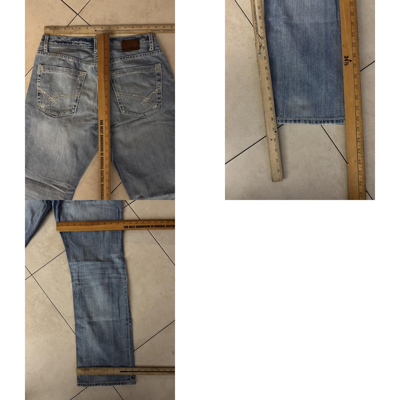 BKE BKE Tyler Straight Jeans Mens 31x31 Blue Denim Distressed Medium Wash Casual Size US 31 - 8 Thumbnail