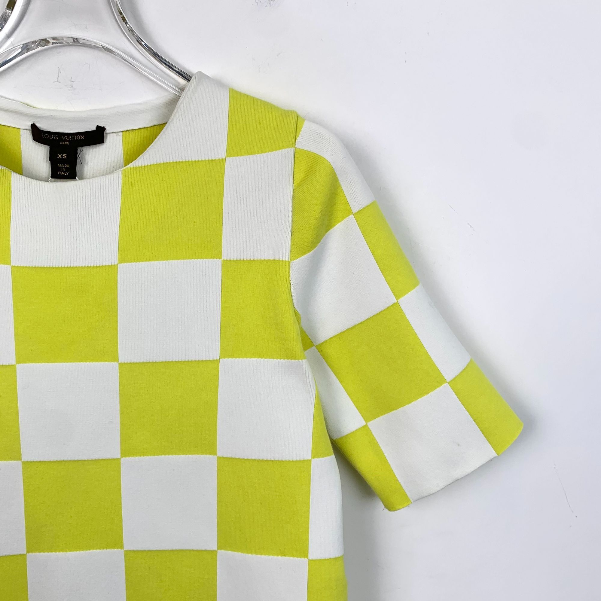 Louis Vuitton Louis Vuitton XS Yellow & White Checkered Short-Sleeve Dress Size XS / US 0-2 / IT 36-38 - 3 Thumbnail