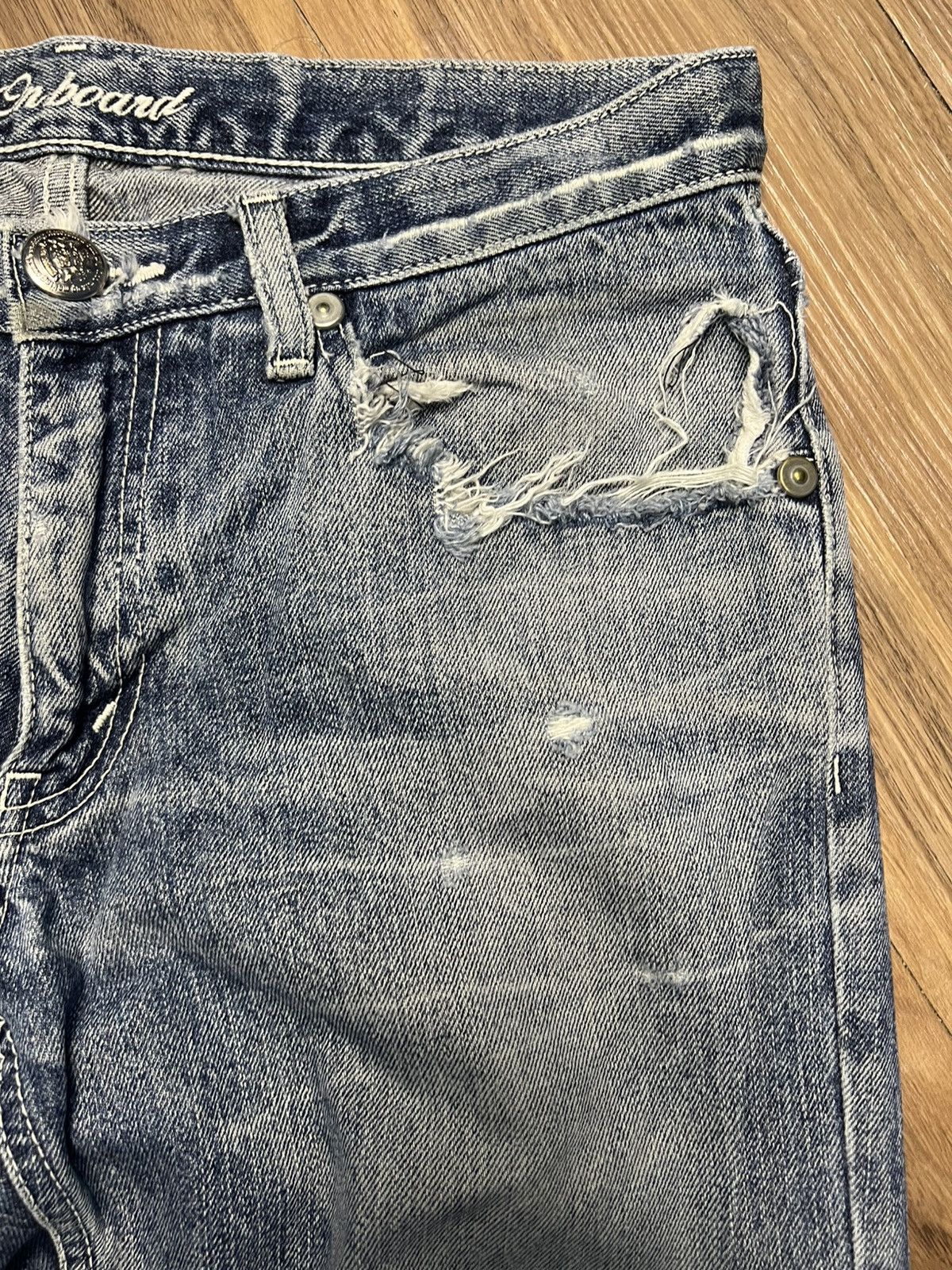 Beauty Beast Vintage Distressed Denim Jeans - "On Board" Brand (41) Size US 31 - 7 Thumbnail
