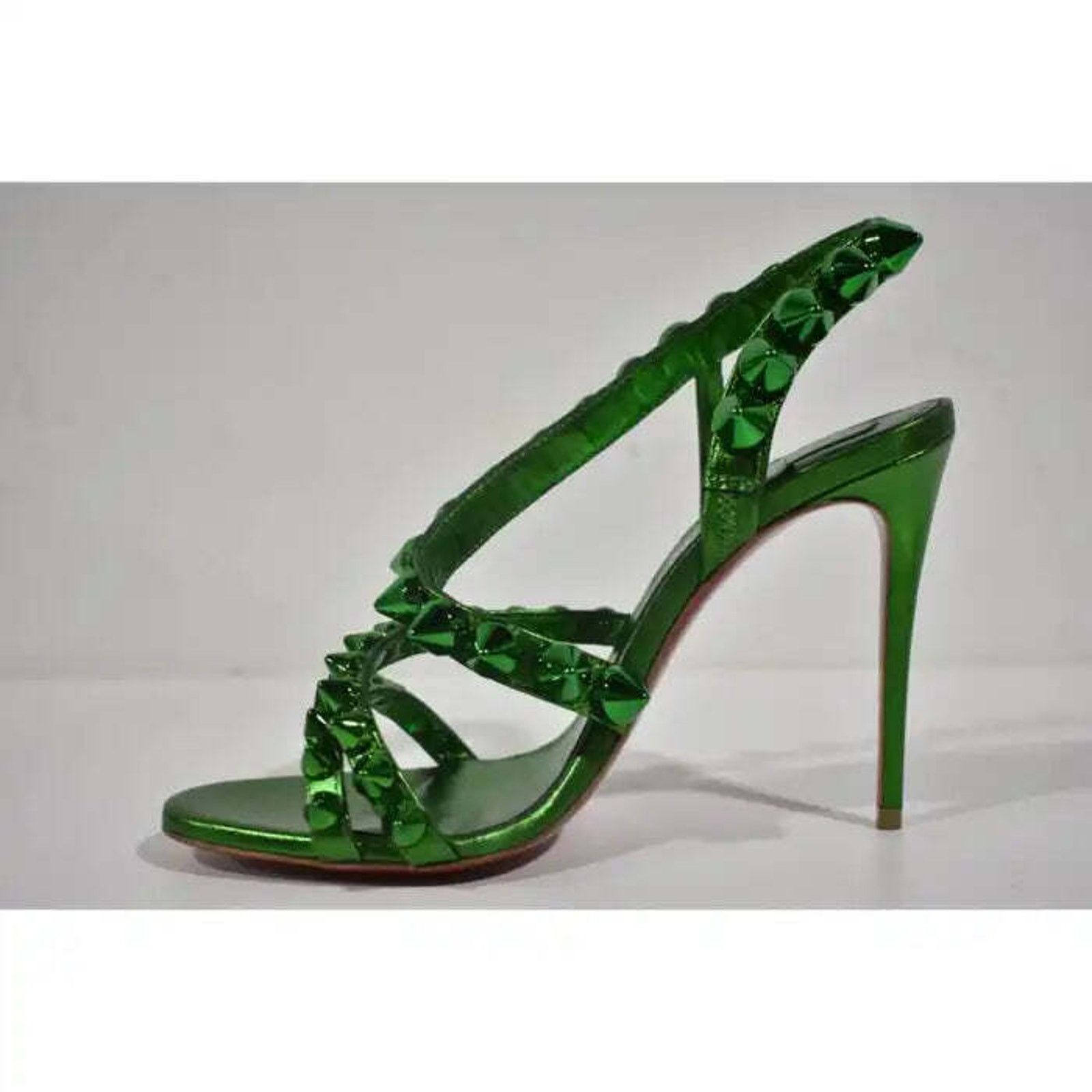 Christian Louboutin Spikita Strap 100 Spinach Green Strap Sandal Heel Pump 35.5 Size US 5.5 / IT 35.5 - 8 Thumbnail