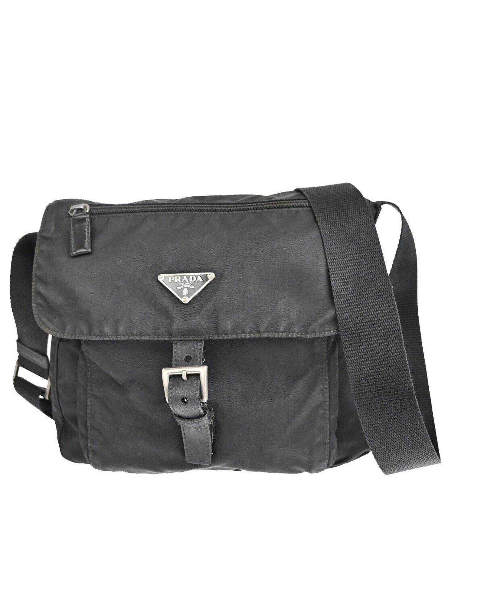 image of Prada Luxury Black Synthetic Shoulder Bag, Women's