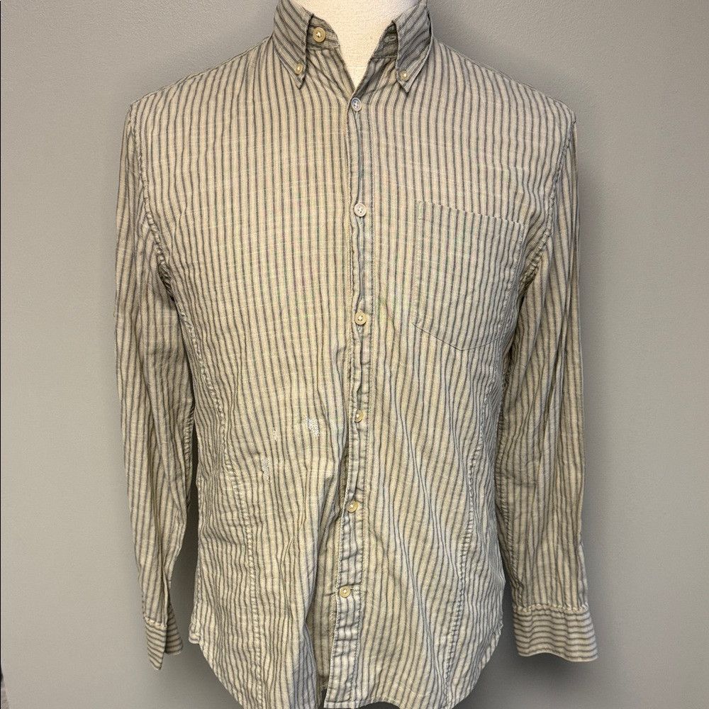 John Varvatos John Varvatos Star USA Linen Cotton Stripe Button-Up Shirt Size US S / EU 44-46 / 1 - 1 Thumbnail