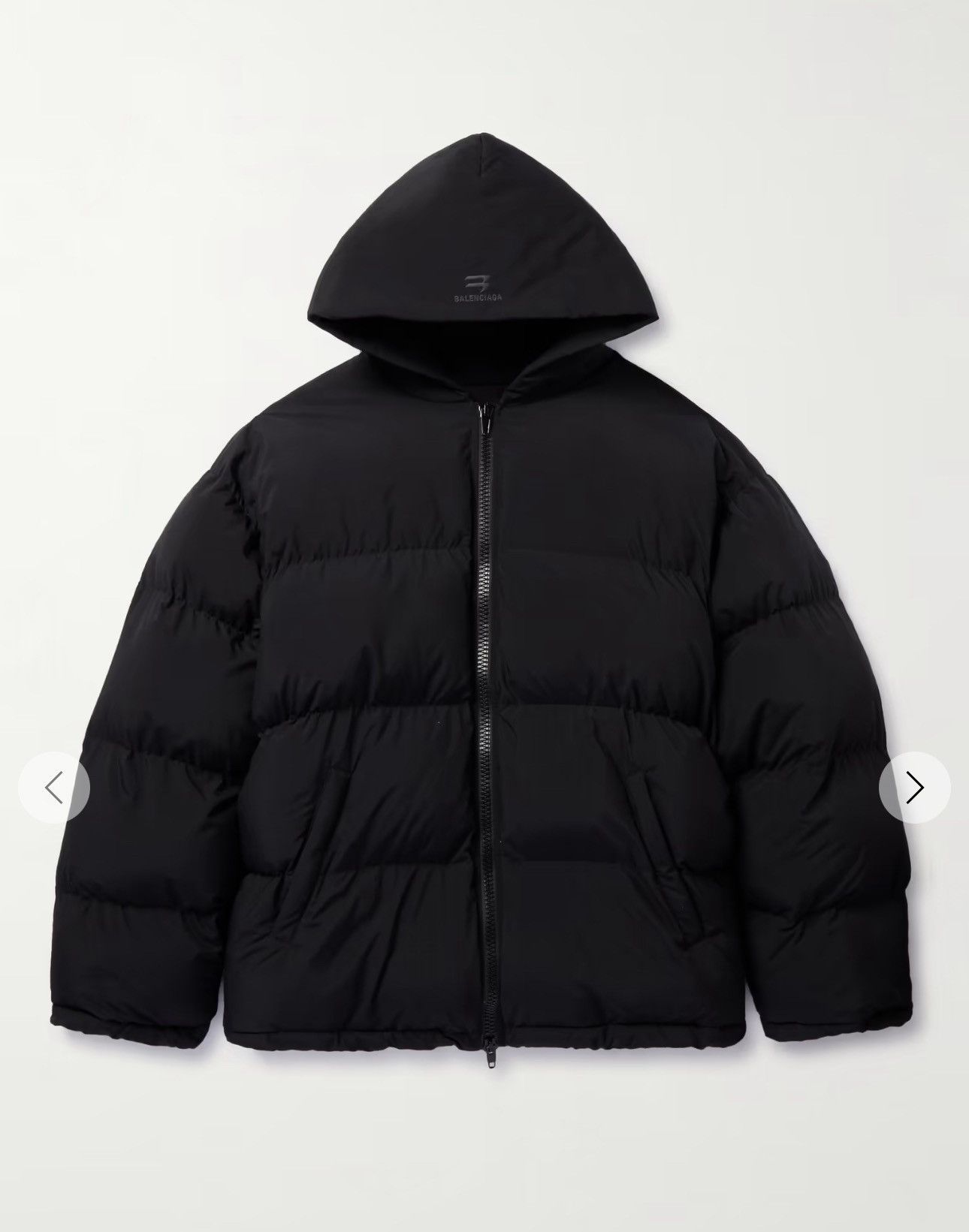 image of Balenciaga Quilted Shell Hooded Jacket in Black, Men's (Size XL)