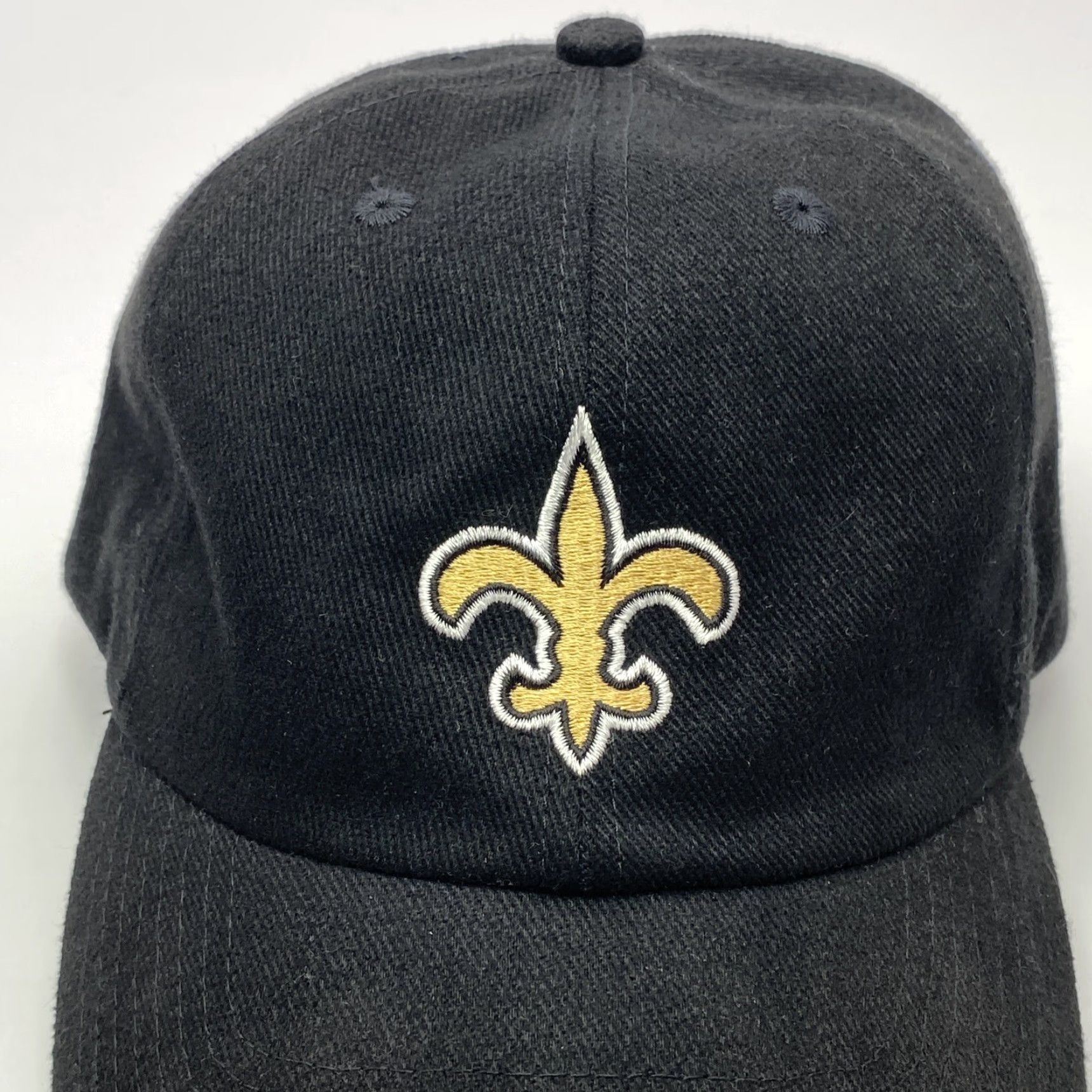Logo Athletic VINTAGE 90s Logo Athletic NFL New Orleans Saints Adjustable Baseball Cap Black Twill Retro Mens Size ONE SIZE - 2 Thumbnail