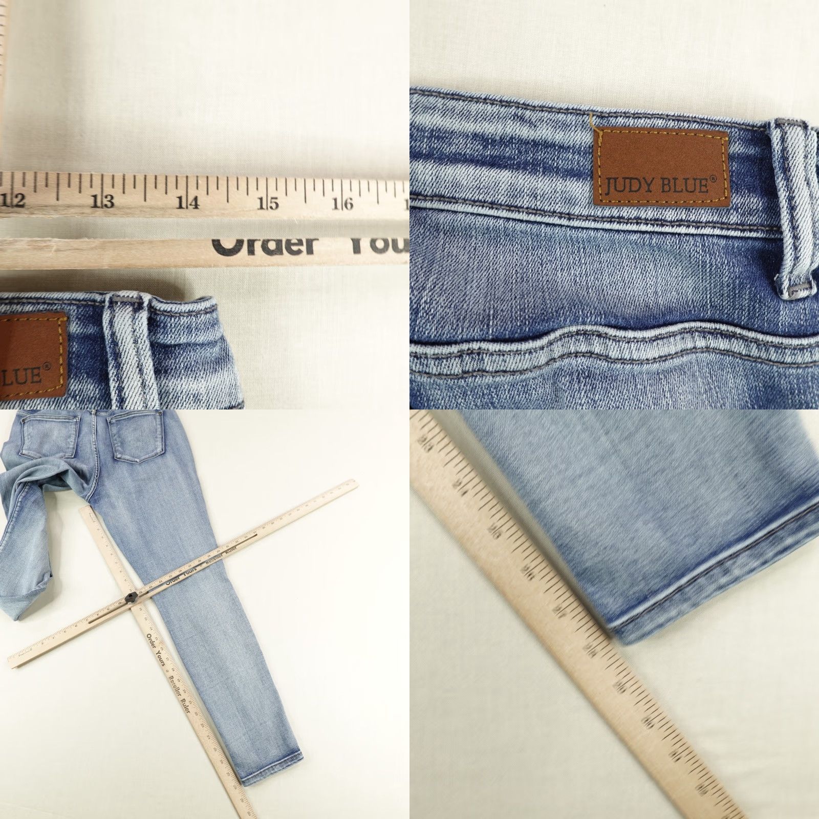 Vintage Judy Blue Jeans Womens 13x31 Skinny Slim High Rise Denim Blue 29 in Inseam 28.5 in Regular Rise Pockets Stretch Size 29" - 8 Thumbnail