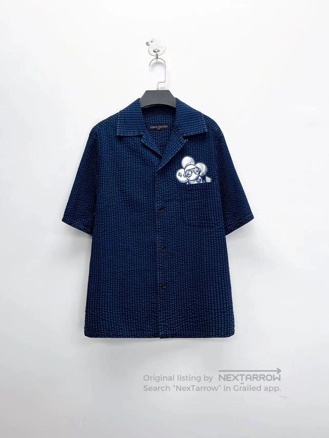 louis vuitton blue pocket short sleeve shirt.