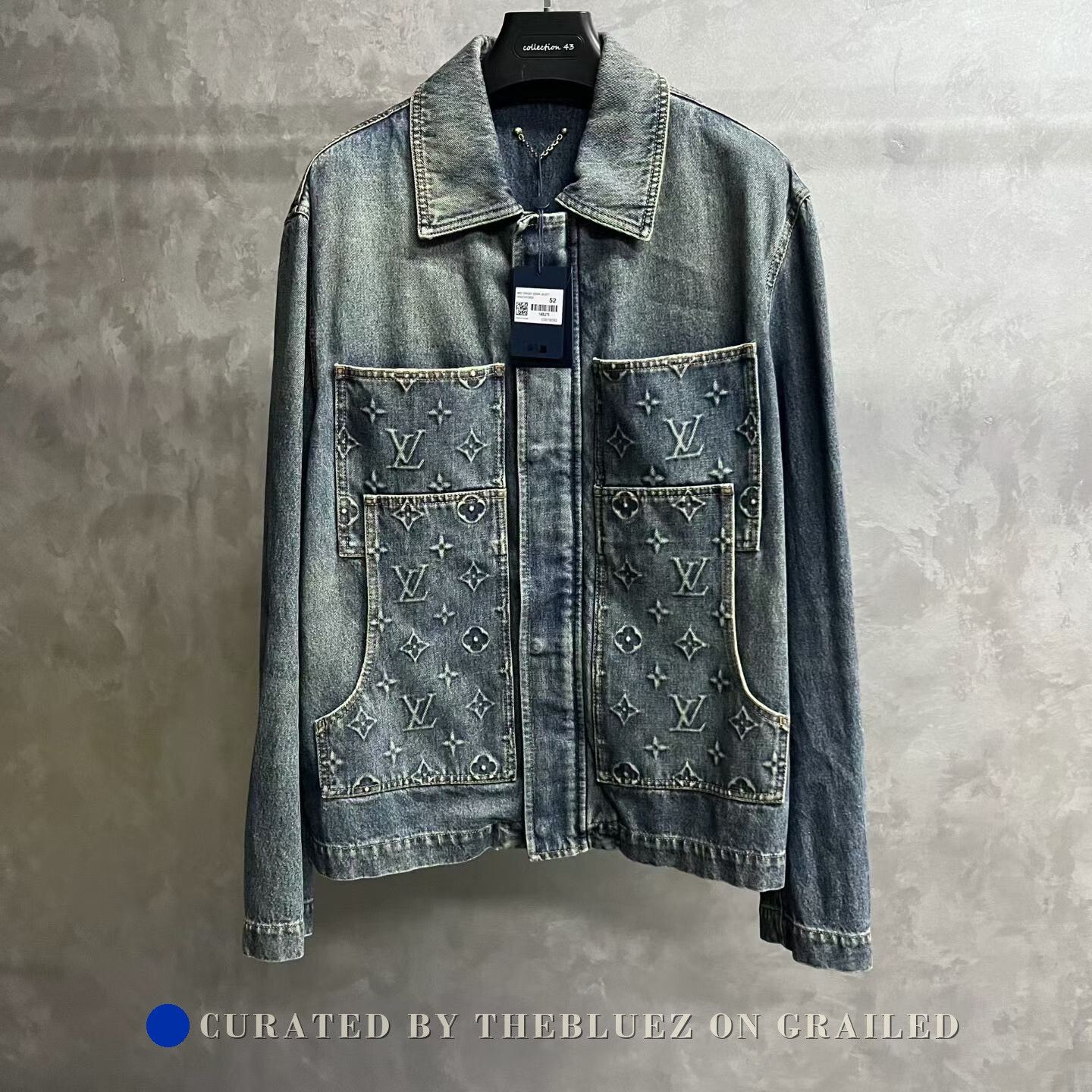 Louis Vuitton Louis Vuitton Navy Logo Embossed Denim Jacket Size US L / EU 52-54 / 3 - 1 Thumbnail