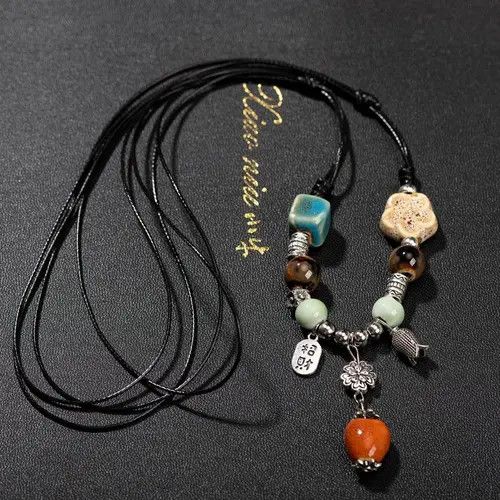 Vintage Vintage Ceramic Beads Handmade Necklace Size ONE SIZE - 2 Thumbnail