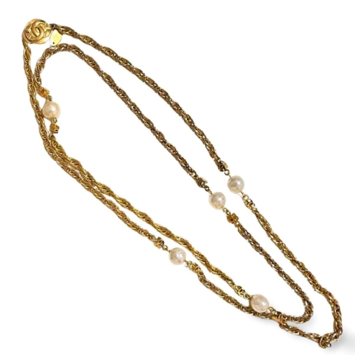 Chanel Vintage CHANEL long necklace with faux pearl and mini CC Size ONE SIZE - 10 Thumbnail