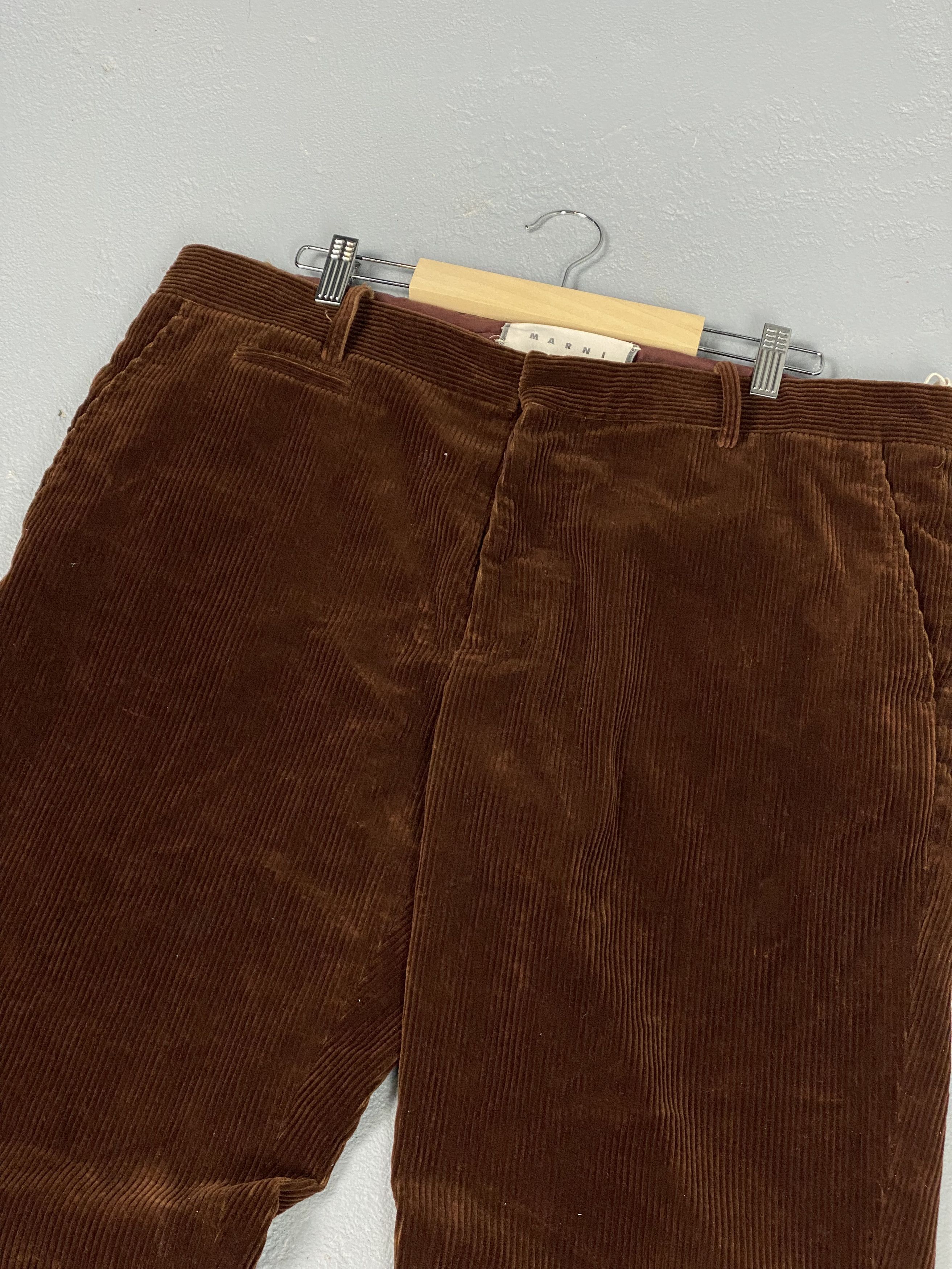 Marni Marni Wide Leg Cropped Corduroy Brown Pants Size US 38 / EU 54 - 4 Thumbnail