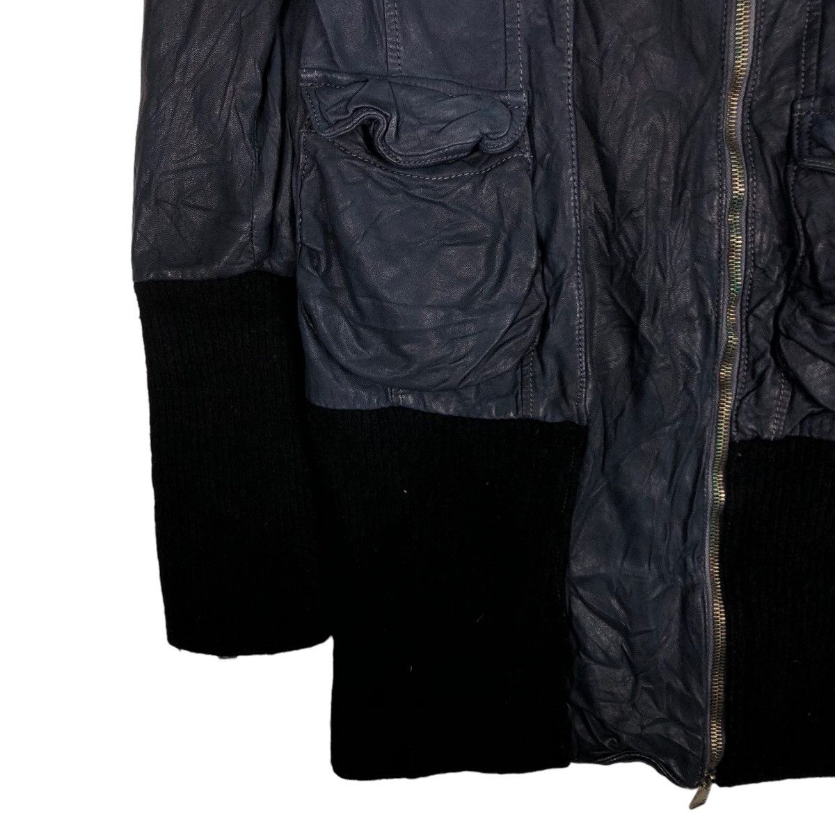 Giorgio Brato 🔥Vtg Cropped Leather Jacket Biker Wool Blanket Giorgi Brato Size US S / EU 44-46 / 1 - 4 Thumbnail