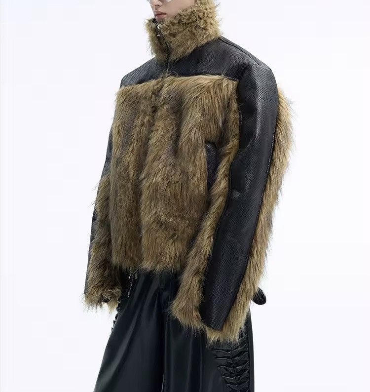 Other Design Streetwear Patchwork Leather Faux Fur Zipper Jacket Size US L / EU 52-54 / 3 - 6 Thumbnail