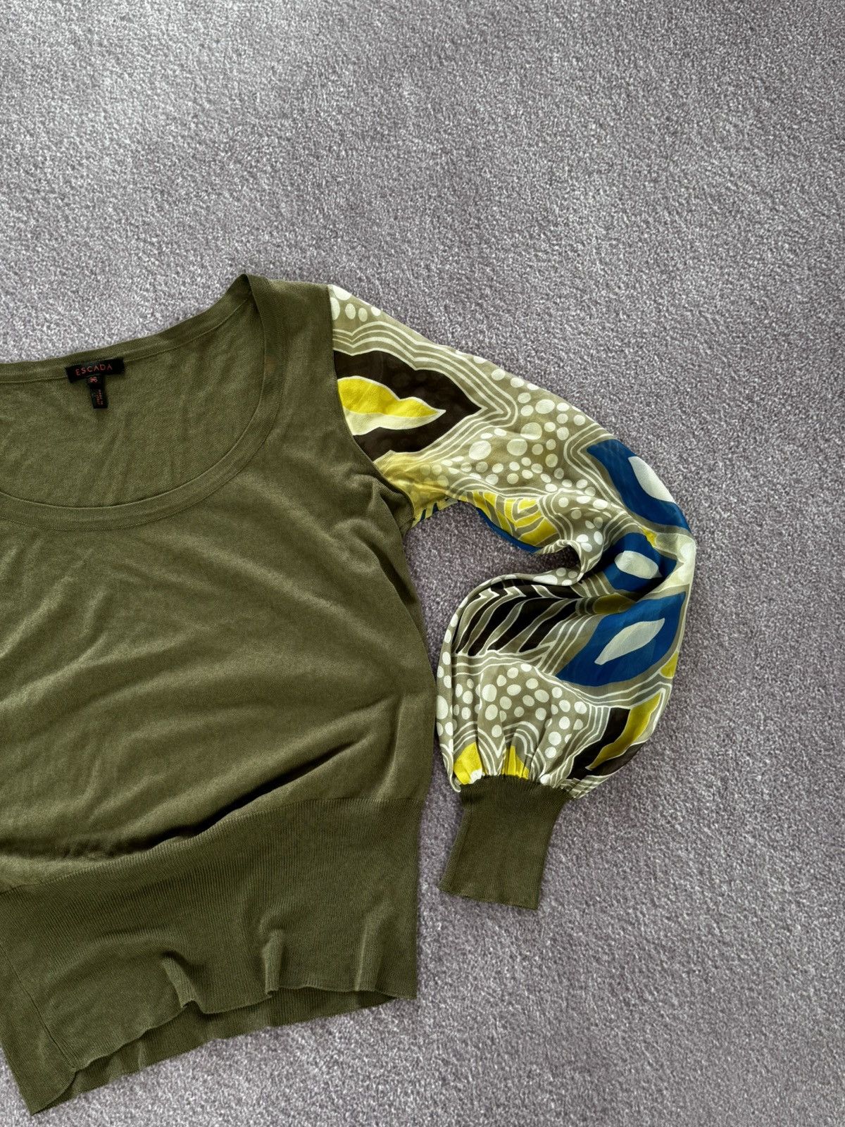 Escada Escada Mesh Multicolor Printed Long Sleeve Top Size XS / US 0-2 / IT 36-38 - 5 Thumbnail