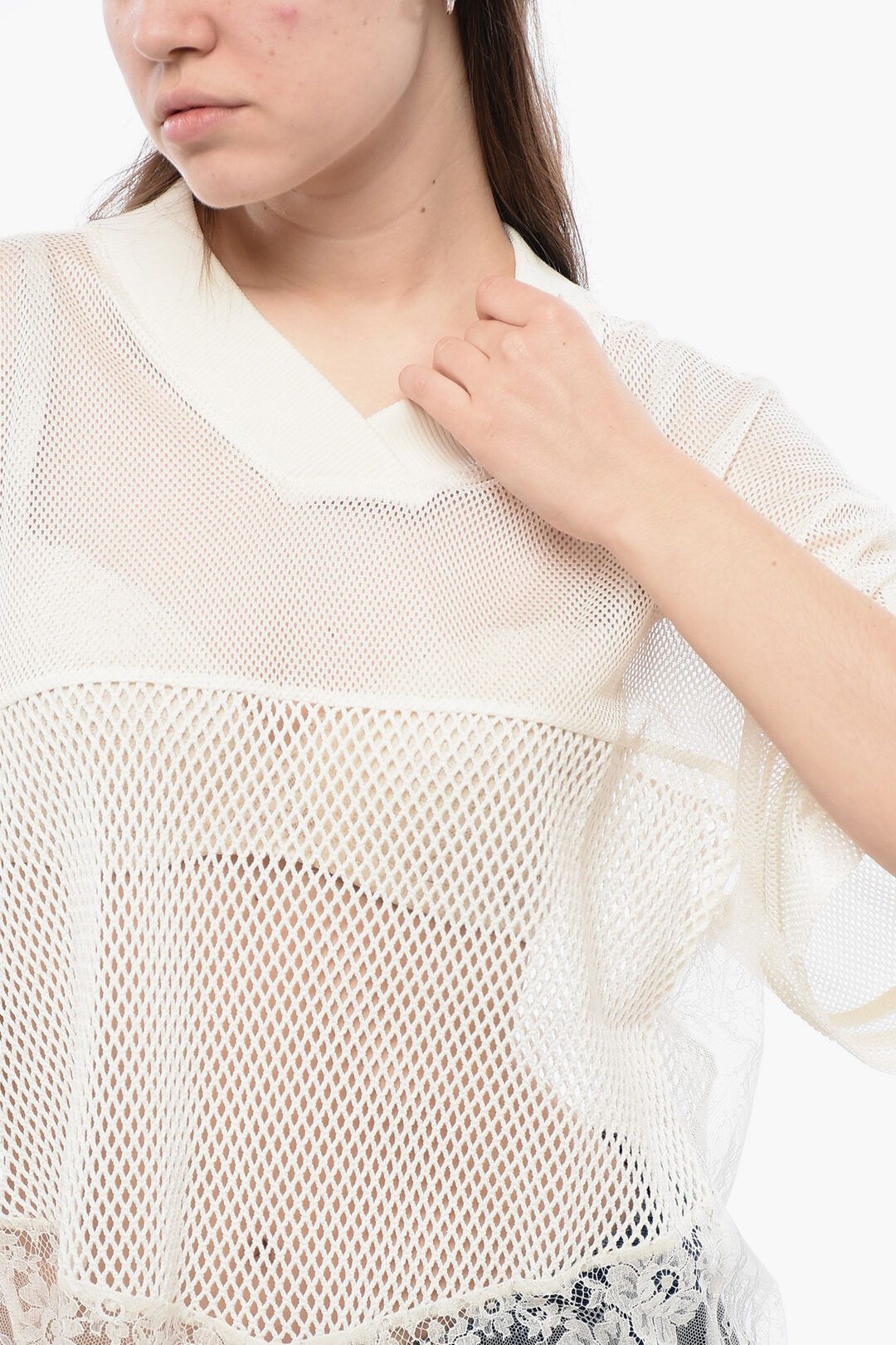 Off-White og1mm1125 Mesh and Lasces Top in White Size S / US 4 / IT 40 - 3 Thumbnail