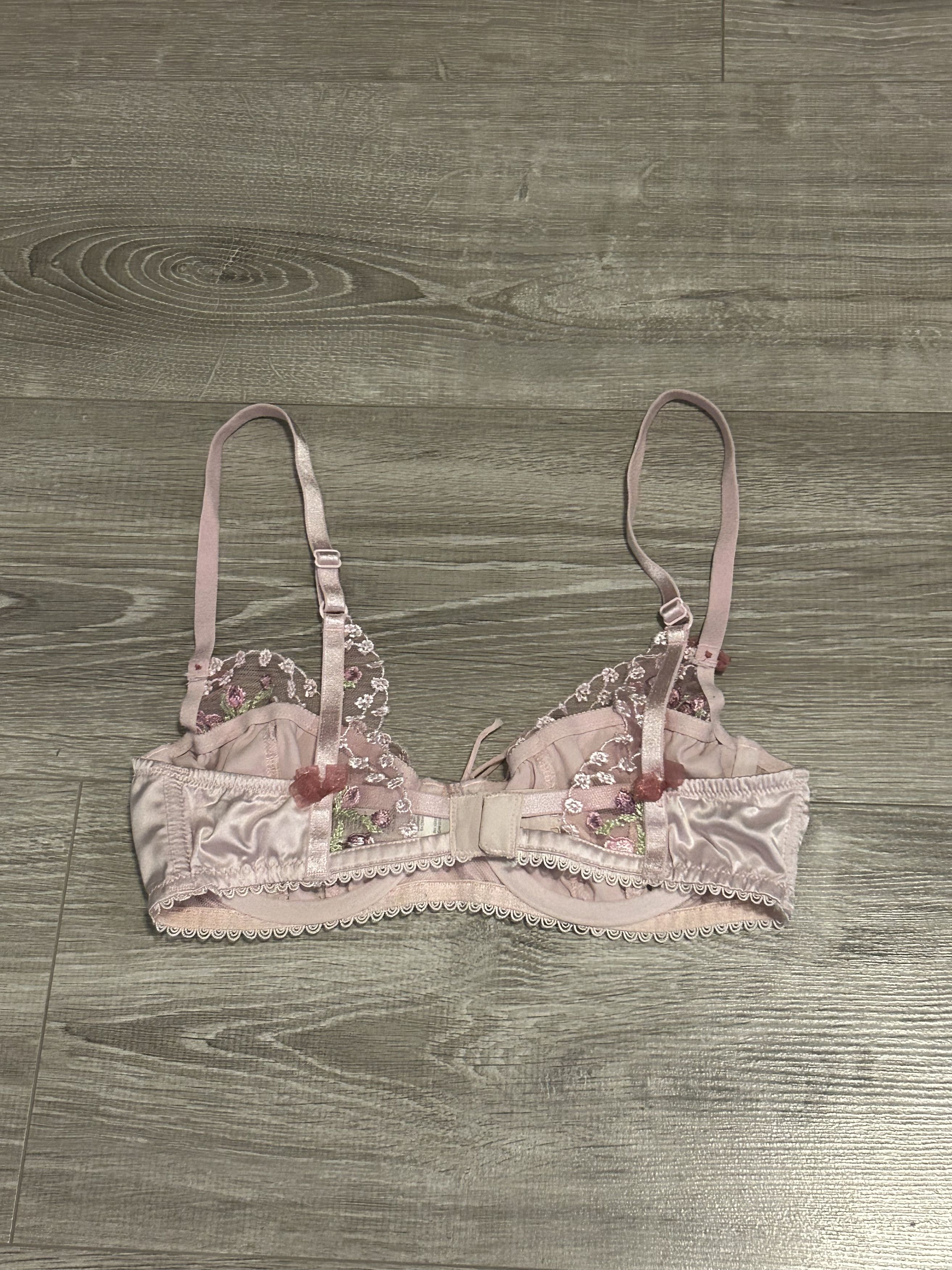For Love & Lemons For Love & Lemons Lavender Fields Embroidery Bra Pink Size ONE SIZE - 4 Thumbnail