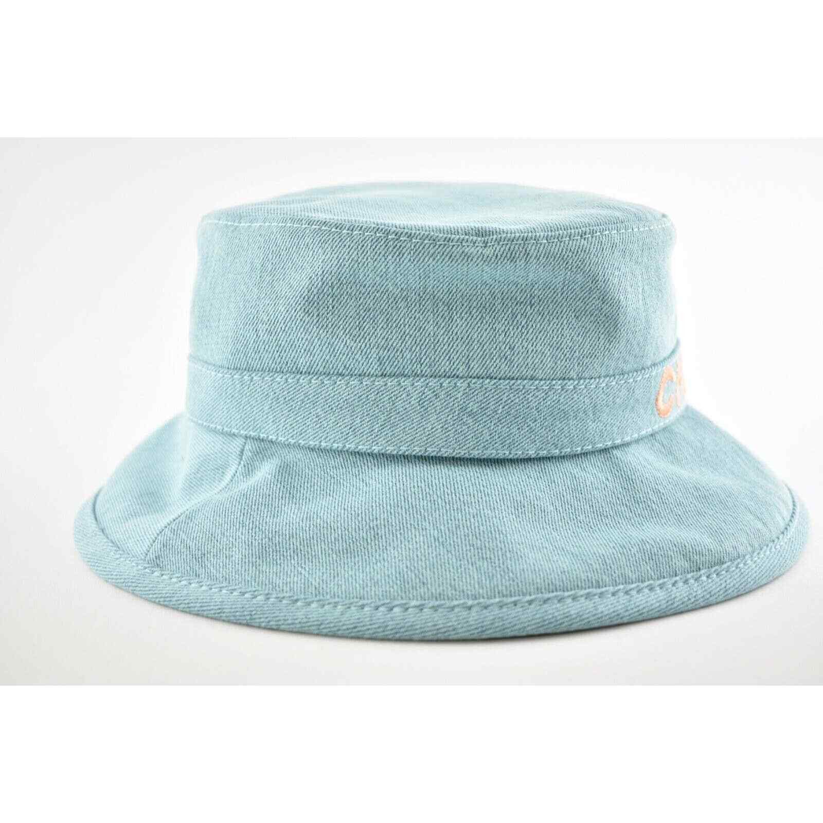 Chanel 21S Blue Orange CC Logo Denim Cotton Bucket Hat M