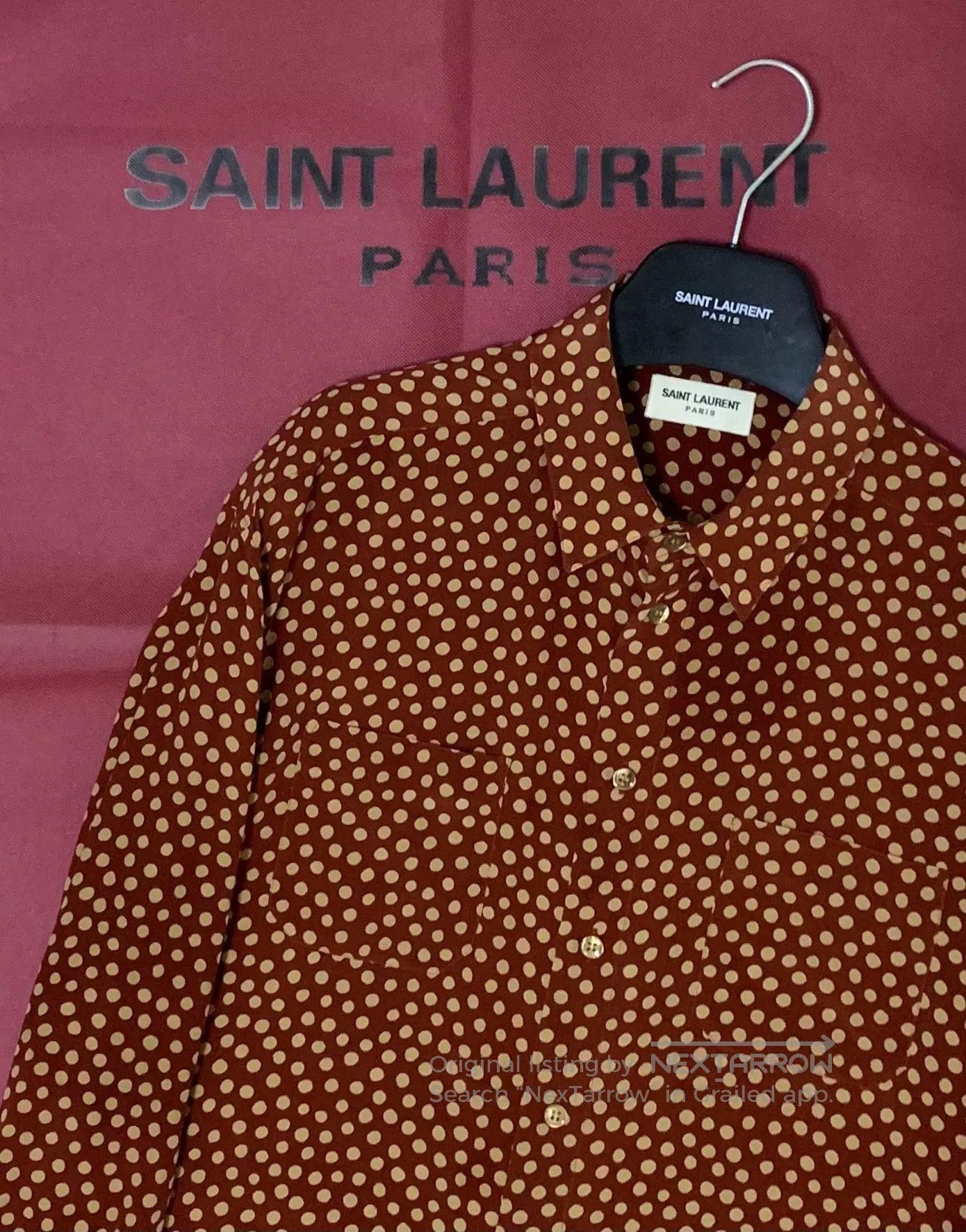 Saint Laurent Paris Saint Laurent Orange Silk Polka Dot Shirt. Size US XS / EU 42 / 0 - 6 Thumbnail