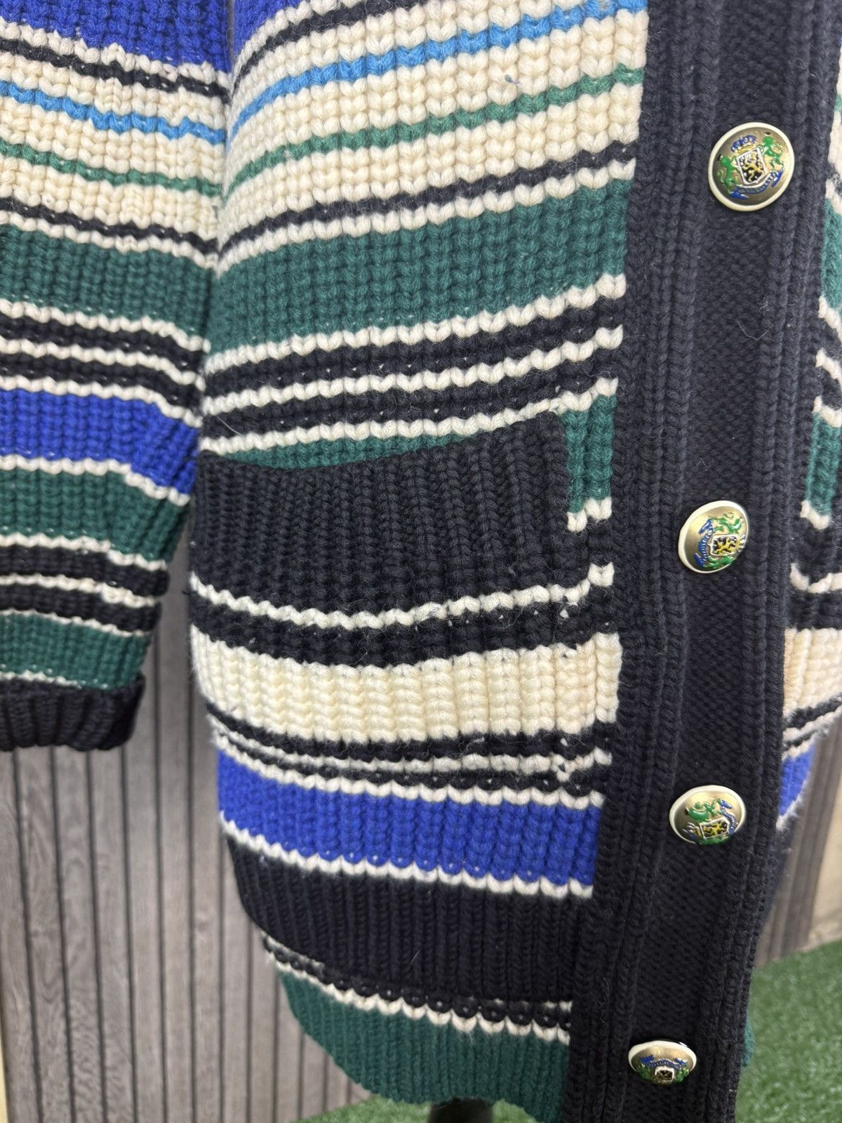 Balenciaga VINTAGE BALENCIAGA STRIPED HEAVY KNIT HOODED SWEATER 2007 Size XS / US 0-2 / IT 36-38 - 5 Thumbnail