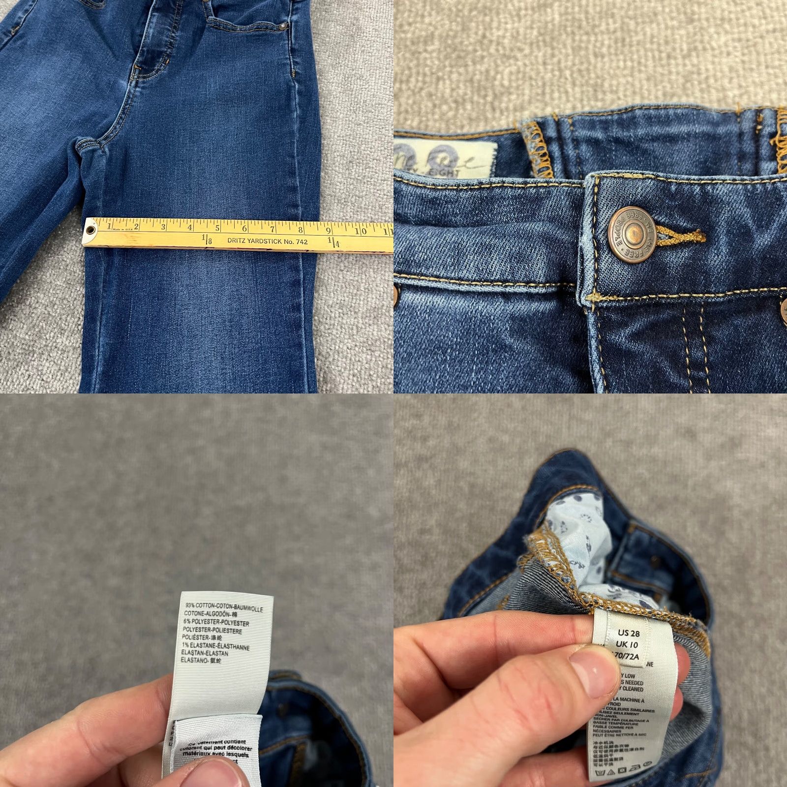 Free People FREE PEOPLE Jeans Womens 28 Ultra Flare Blue Denim Lace Back BOHO 24x31* Size 28" / US 6 / IT 42 - 8 Thumbnail