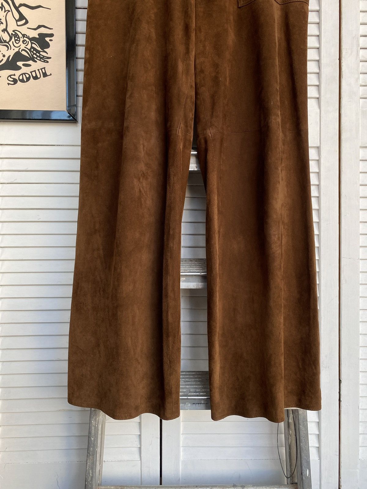 Designer × Vintage Vintage Sprung Freres Luxury Suede Leather Wide Leg Pants Size 27" / US 4 / IT 40 - 8 Thumbnail