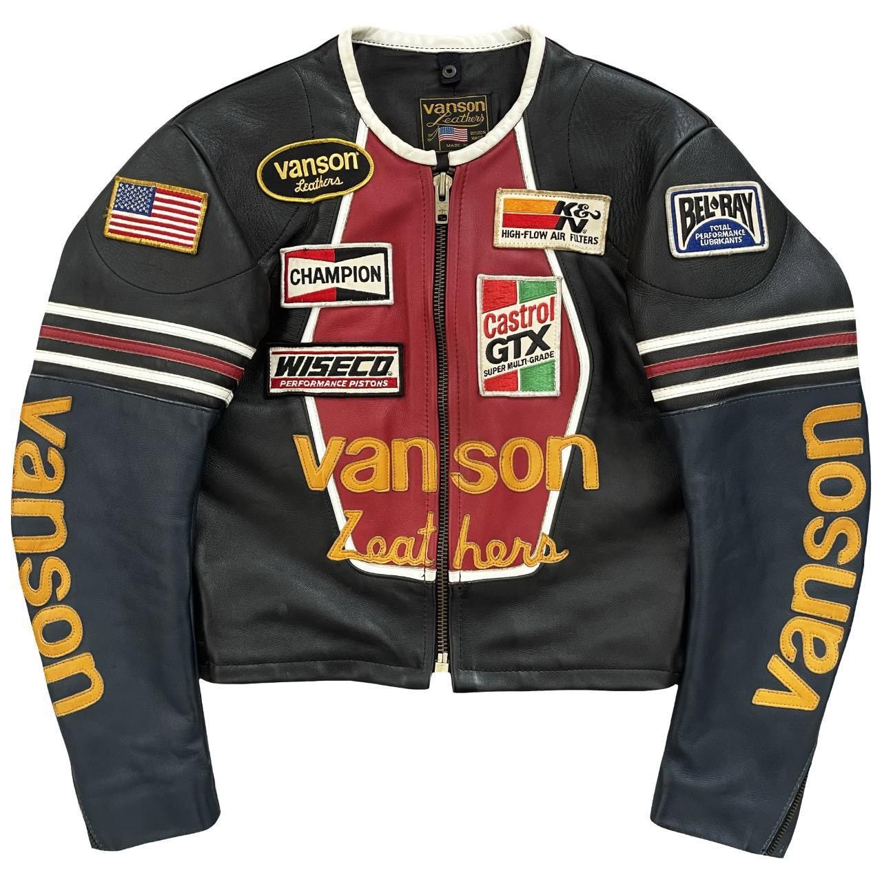 Image of Vanson Leathers One Star Motorcycle Racer Jacket in Black, Men's (Size Small)