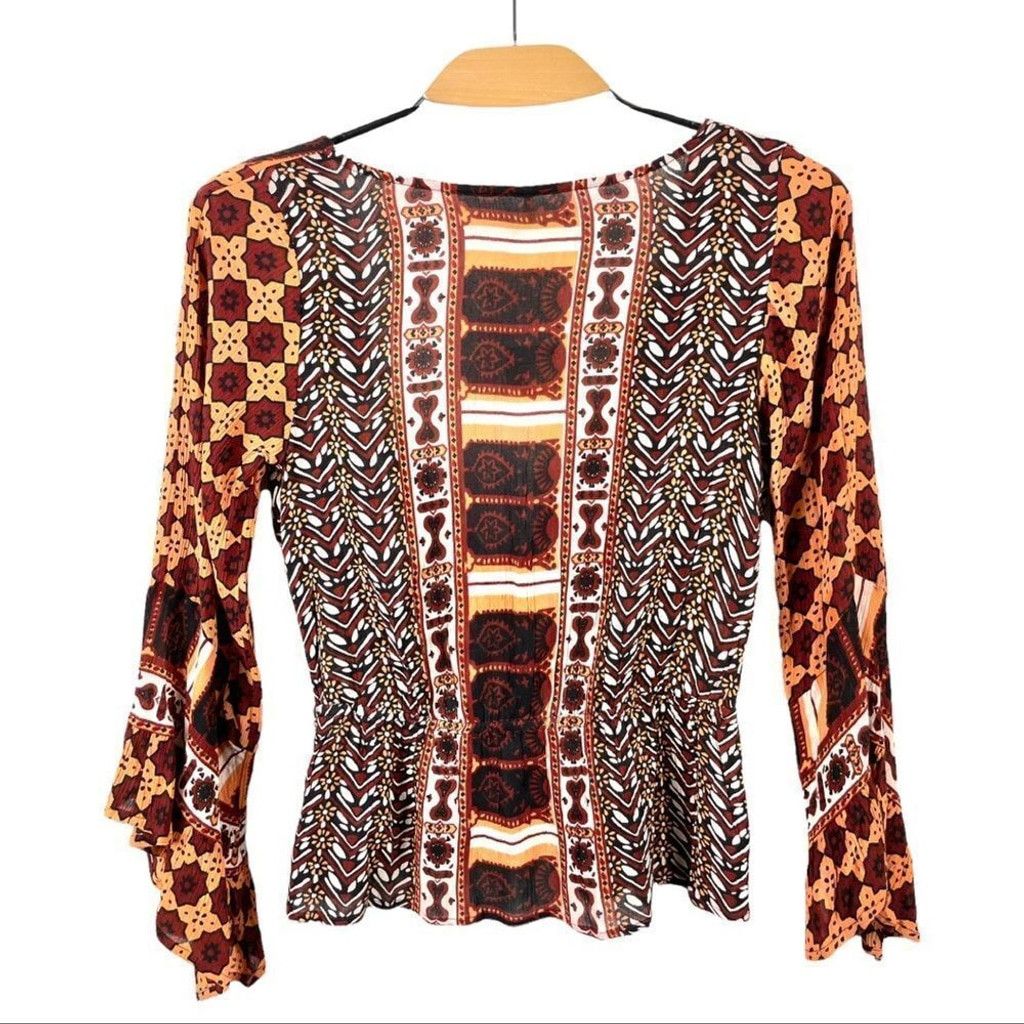 Free People NEW Free People Rosalie Coral Print Wrap Blouse Size XS Size XS / US 0-2 / IT 36-38 - 5 Thumbnail
