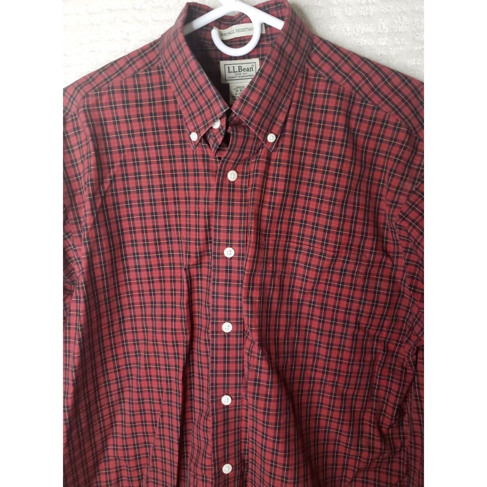 Vintage LL Bean Shirt Mens L/S Button-Up Plaid Red Black Yellow Wrinkle Resistant M-Regular Vintage No Size US M / EU 48-50 / 2 - 3 Thumbnail