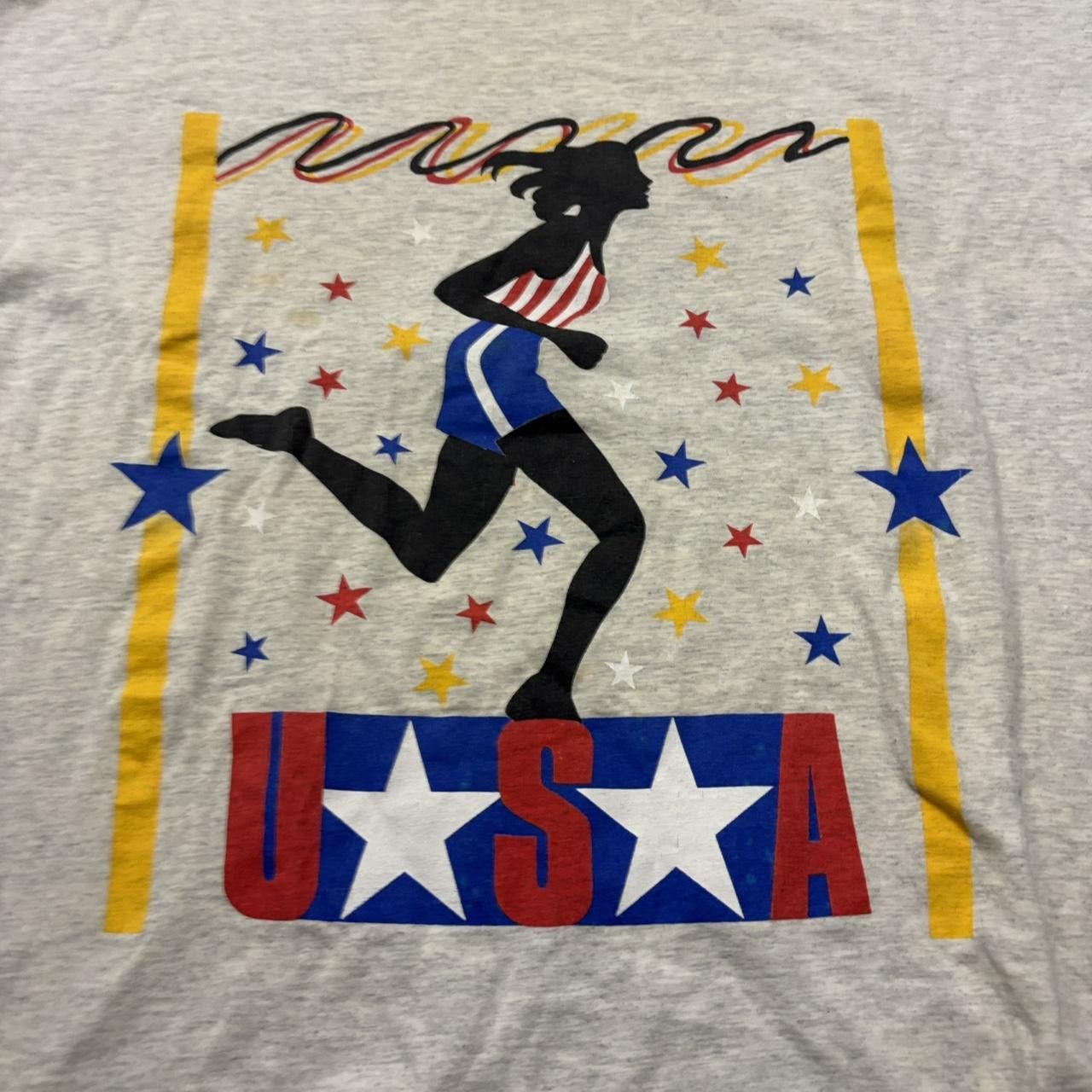 Japanese Brand × Vintage Crazy Vintage 90s USA Olympics Track Sports Graphic Tee! Size US XL / EU 56 / 4 - 2 Thumbnail