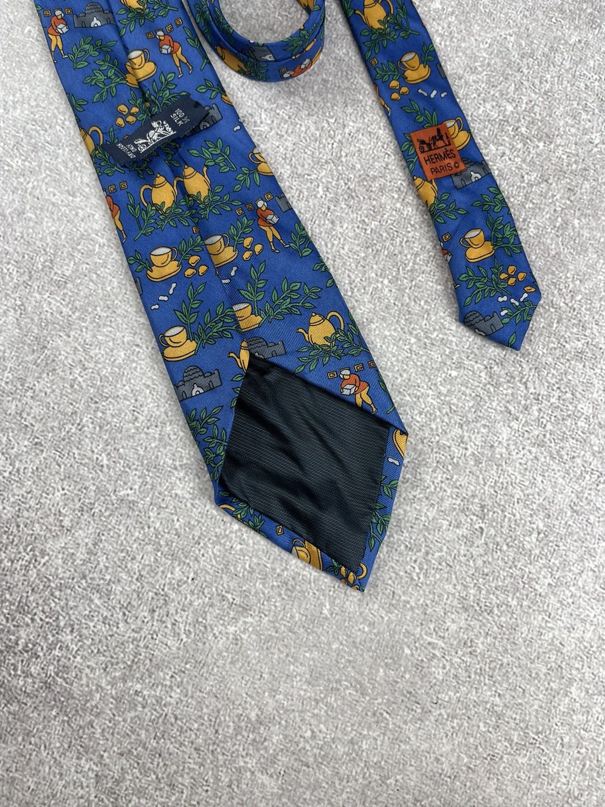 Hermes × Vintage Vintage Hermes Paris Silk Tie Blue Size ONE SIZE - 10 Thumbnail