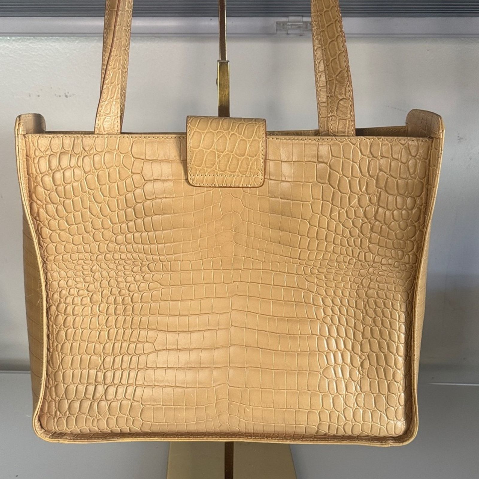 Salvatore Ferragamo Salvatore Ferragamo Gancini Crocodile-Embossed Tote - Beige Size ONE SIZE - 4 Thumbnail