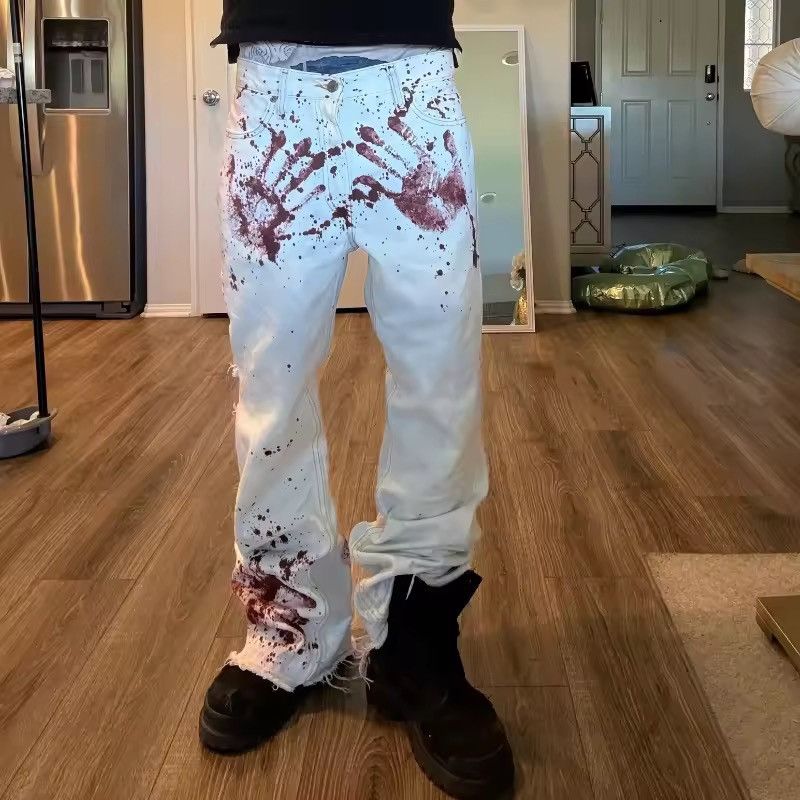 Japanese Brand Blood Handprint Printed Denim Size US 30 / EU 46 - 1 Thumbnail